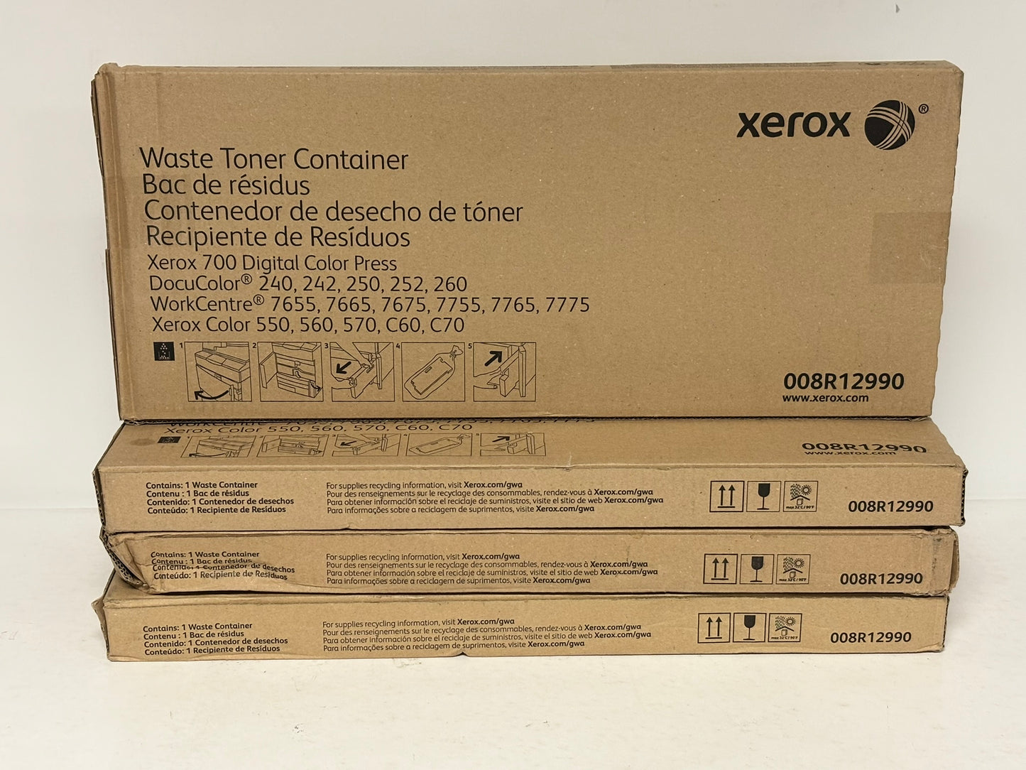 4 OEM Xerox WC7655,7665,7675,C550,560,C60,C70 Waste Toner Containers 008R12990