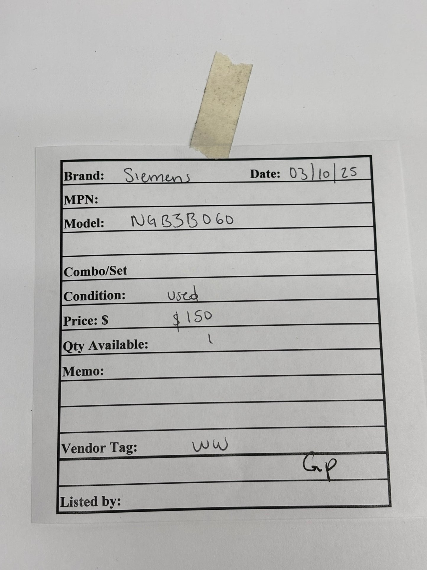 SIEMENS NGB3B060 LOW VOLTAGE PANELBOARD CIRCUIT BREAKER WITH THERMAL - MAGNETIC TRIP UNIT