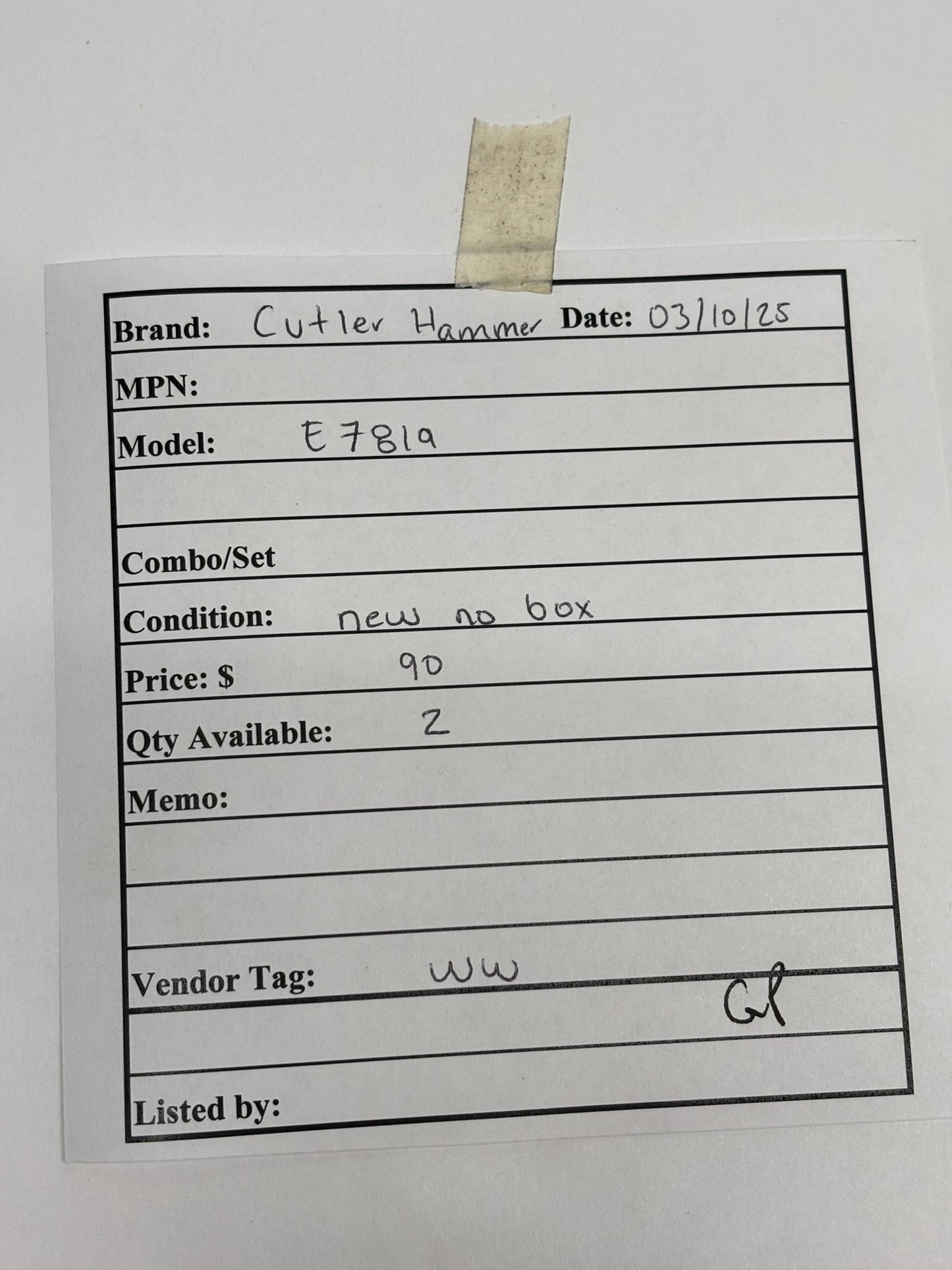 Cutler Hammer E7819 Circuit Breaker 2-Pole 40AMP 120/240V