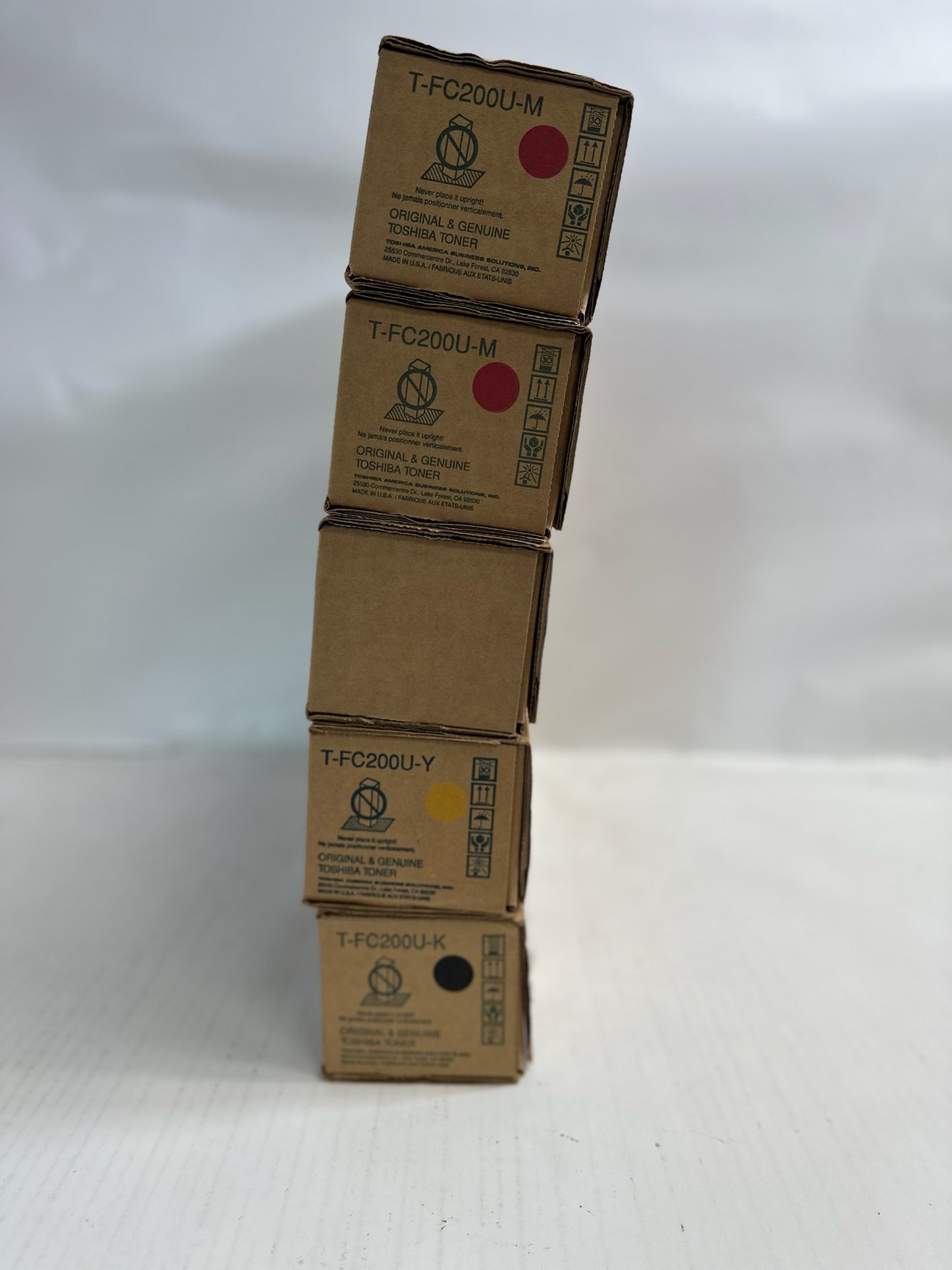 5 New Genuine Toshiba e-STUDIO 2000AC,2500AC MMMYK Toner T-FC200U (No Cyan)