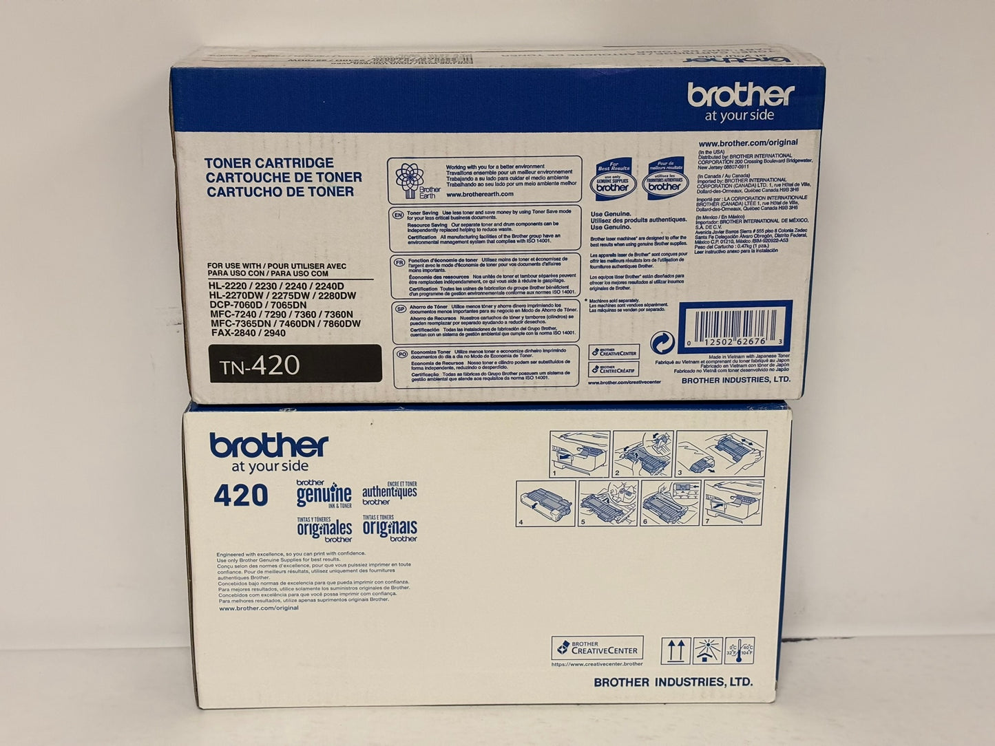 2 OEM Brother HL-2220,2230,2240,2270DW,2940 Black Toner Cartridges TN-420,TN420