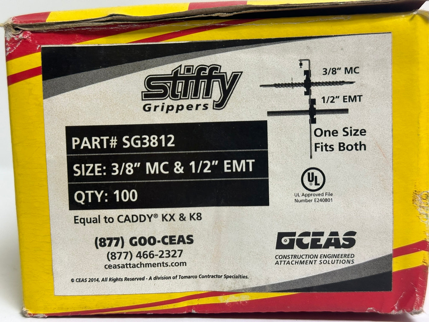 Stiffy Grippers (SG3812) for 3/8" MC Cable & 1/2" EMT Conduit Support