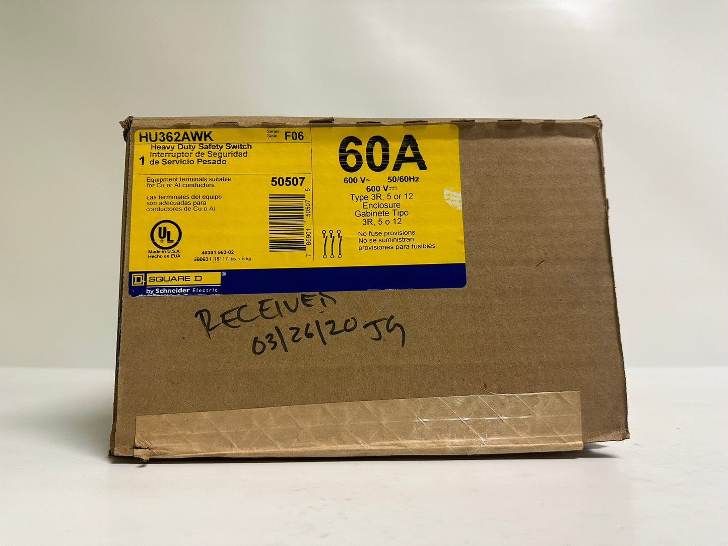 Square D (HU362AWK) 60A 600V Non-Fusible NEMA 12 Safety Switch