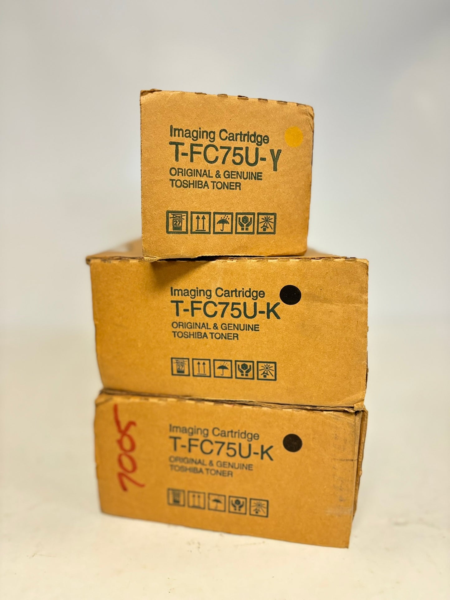 3 OEM Toshiba e-STUDIO 5560C,6560C,6570C YKK Toners T-FC75U-Y, T-FC75U-K