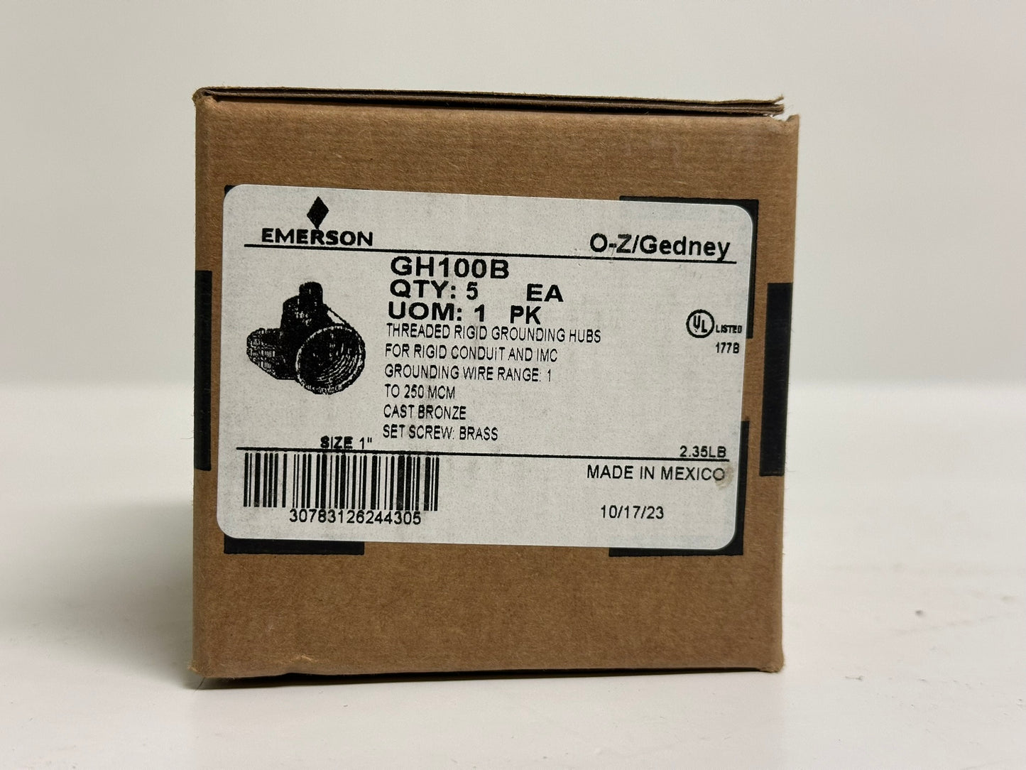 5 PK Emerson GH100B 1" Swivel Ground Hub, 1 AWG–250 kcmil, Cast Bronze
