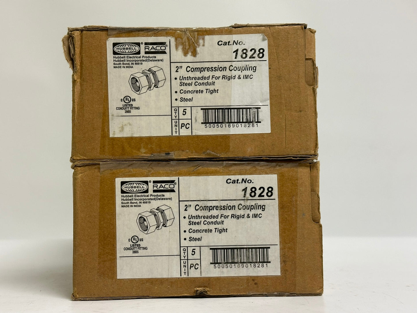 10 PK RACO 1828 Compression Coupling – Zinc, 1/2 in., for EMT Conduit