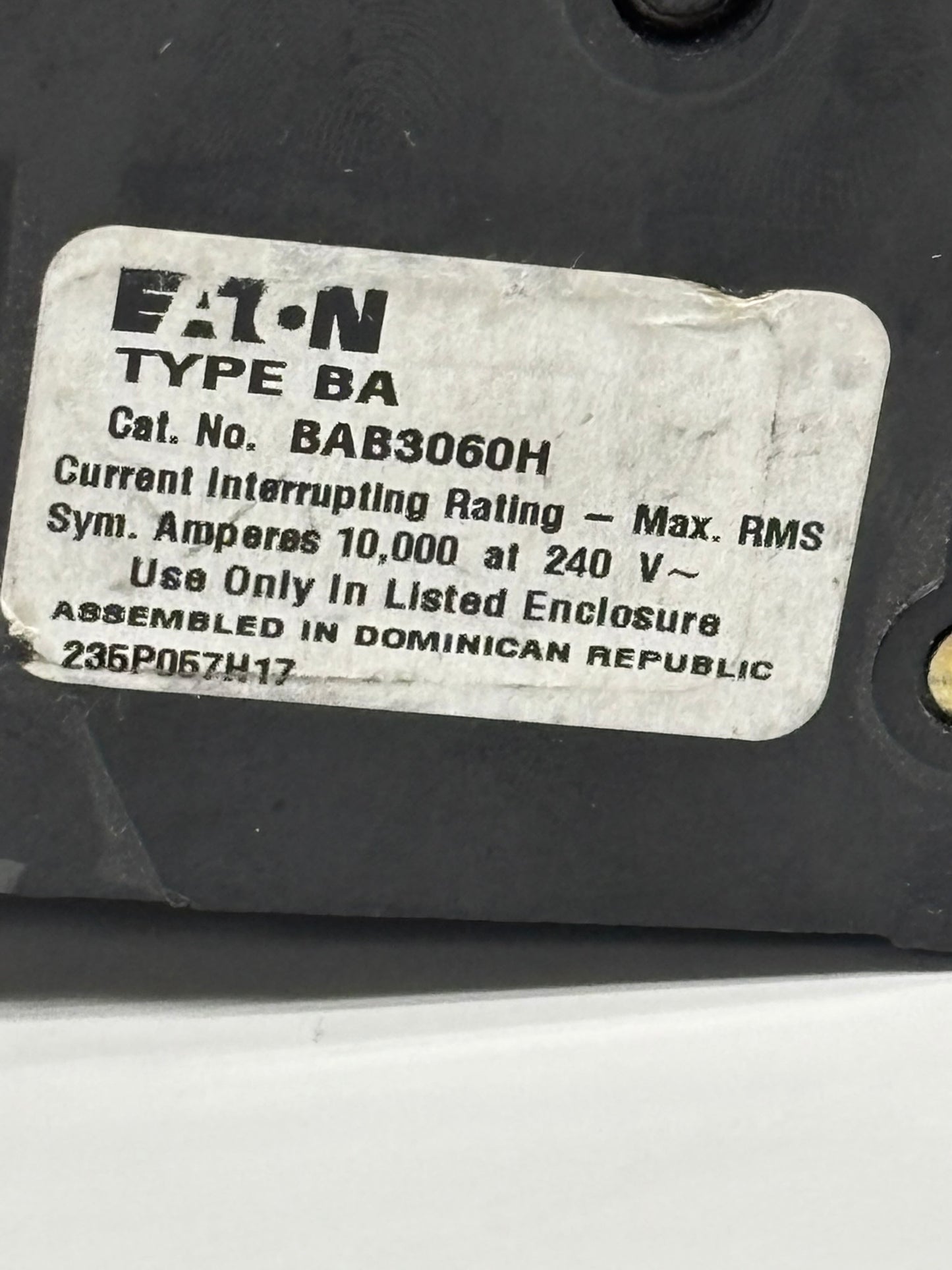 Eaton BAB3060H Bolt-on Circuit Breaker Type BA 240 V