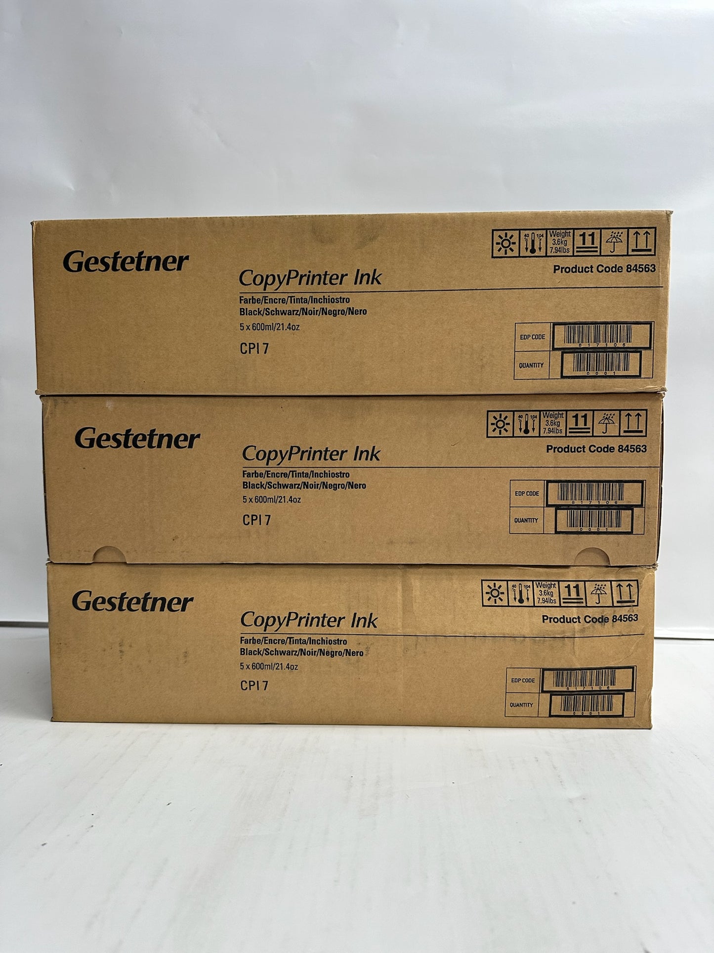 3 New Genuine Gestetner 5308L, CP5308L Black Ink Cartridge CPI7,84563 (15 ink in total)