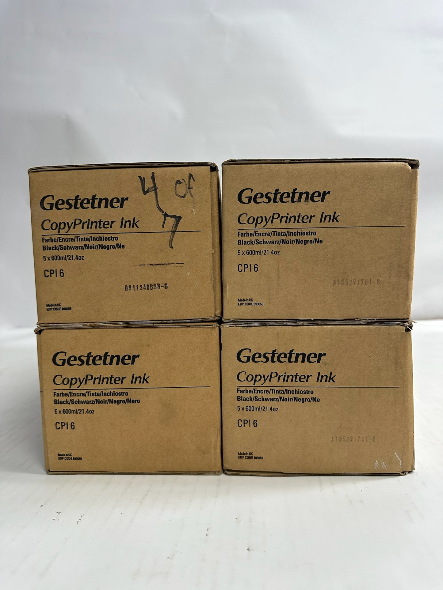 4 Genuine Gestetner CP 5490 Black Inks CPI6, 2420306, 893059 (20 inks in total)