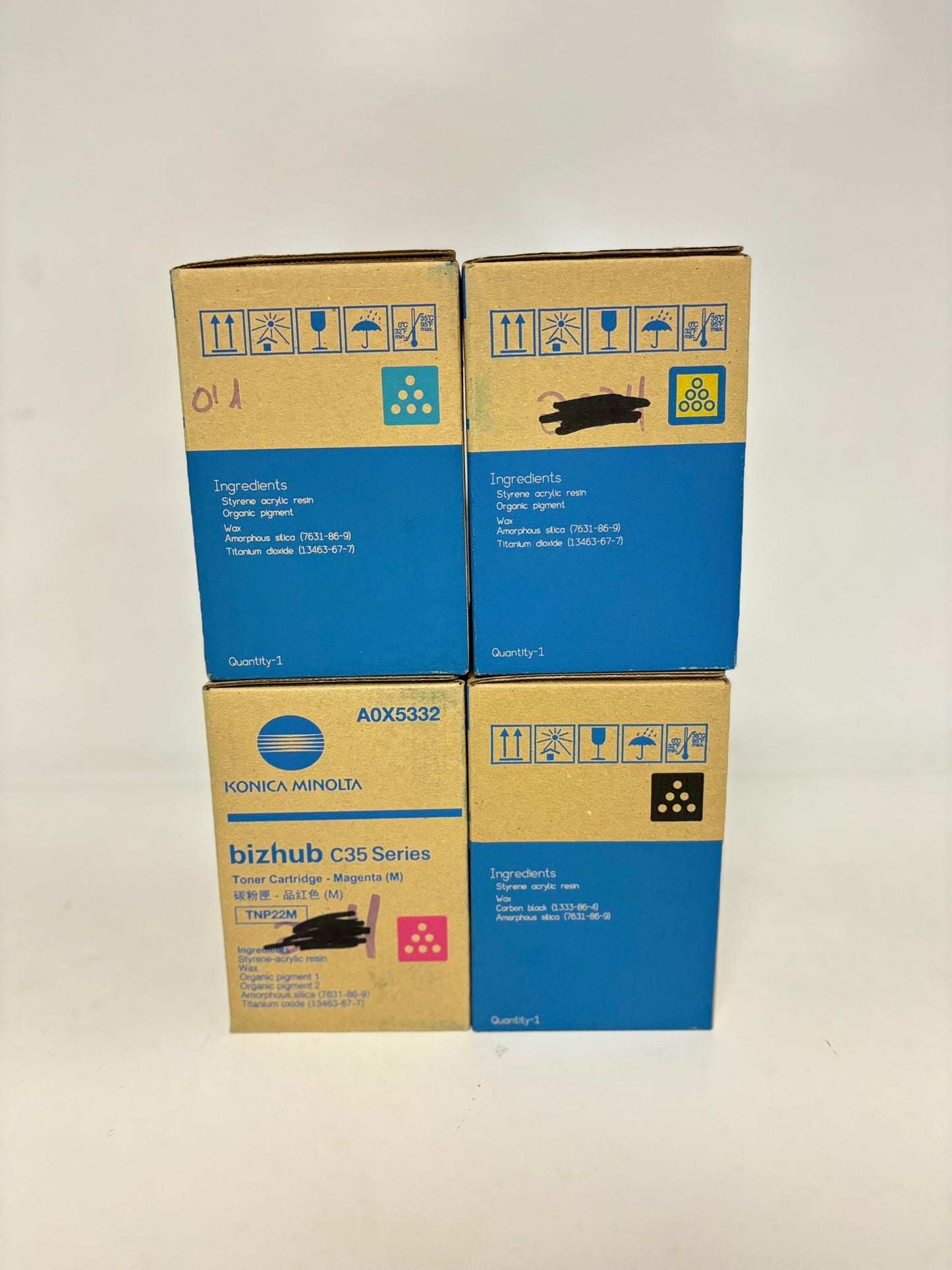 4 OEM Konica Minolta BH C35,C35P TNP22 CMYK Toner Cart. A0X5432,5332,5232,5132
