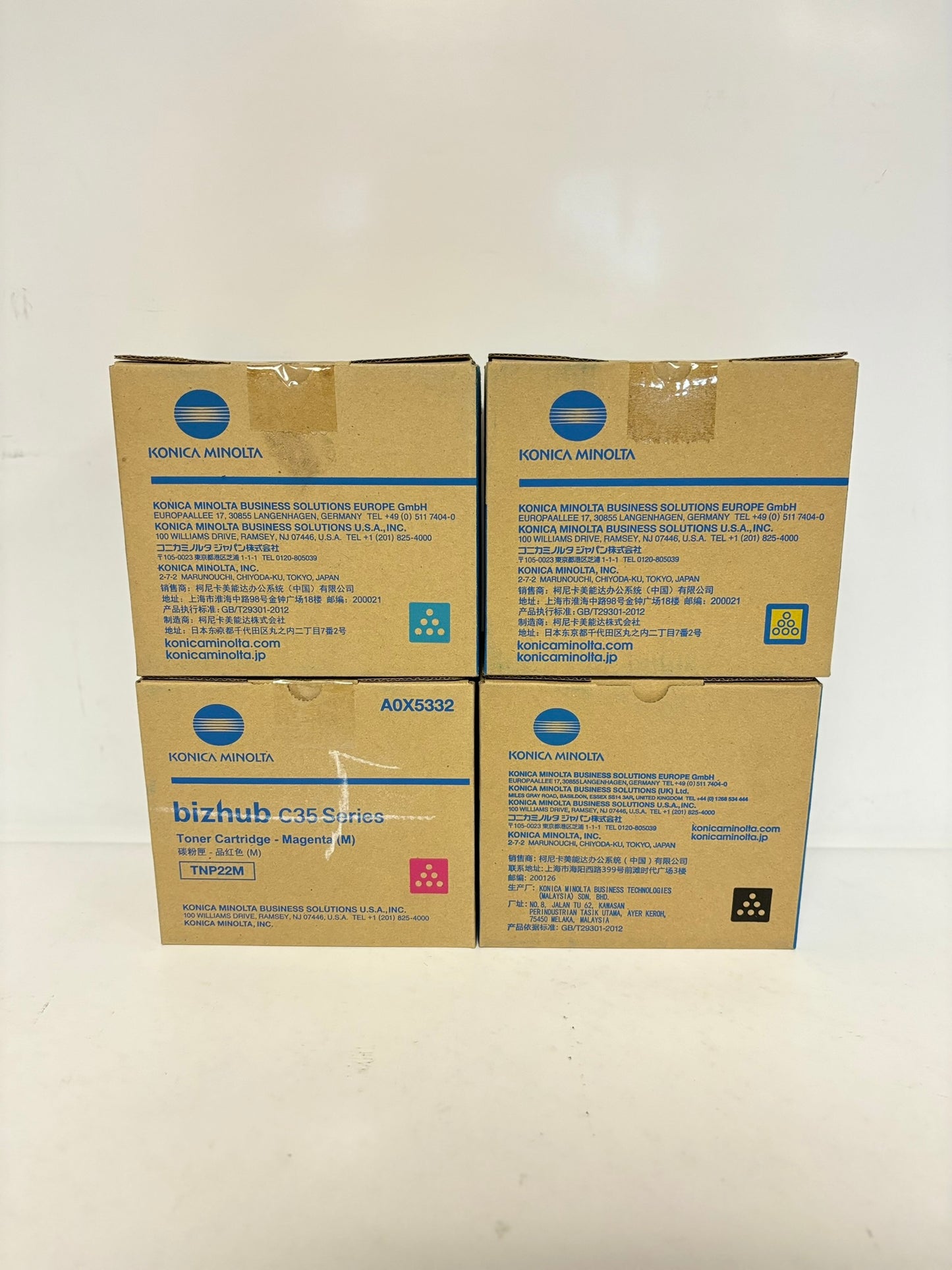 4 OEM Konica Minolta BH C35,C35P TNP22 CMYK Toner Cart. A0X5432,5332,5232,5132