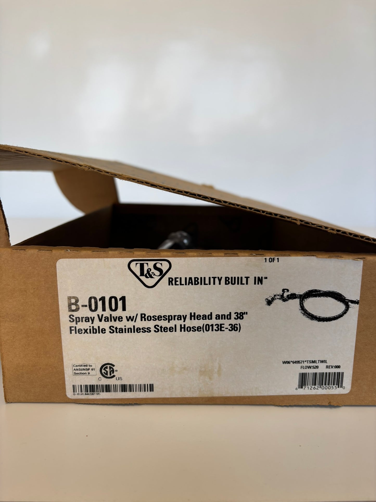 T&S B-0101 Spray Valve w/ Rosespray Head and 38" Flexible Stainless Steel Hose