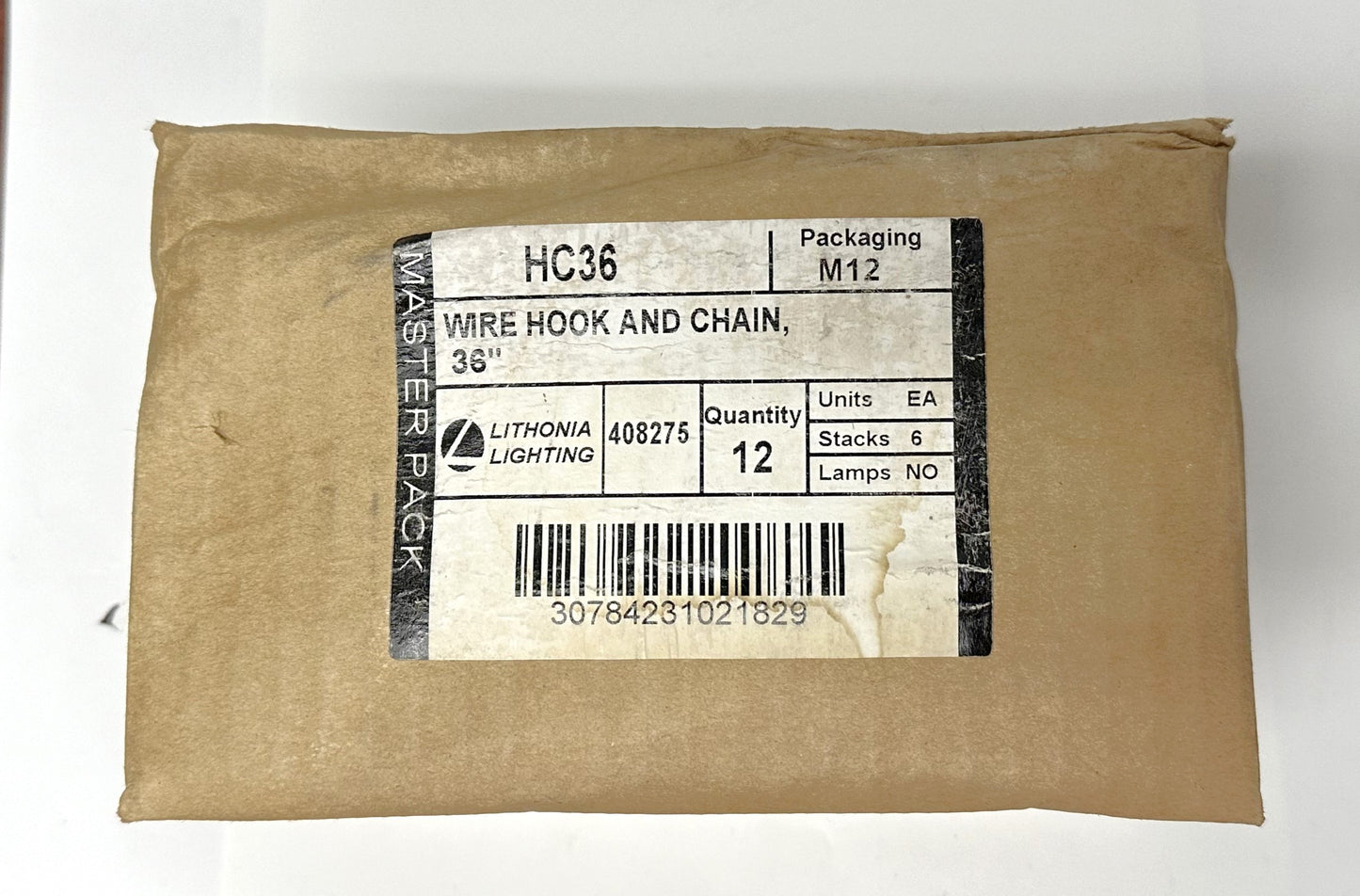 24 Pack 36" Lithonia Lighting Wire Hook and Chain (HC36) Master Pack, 408275