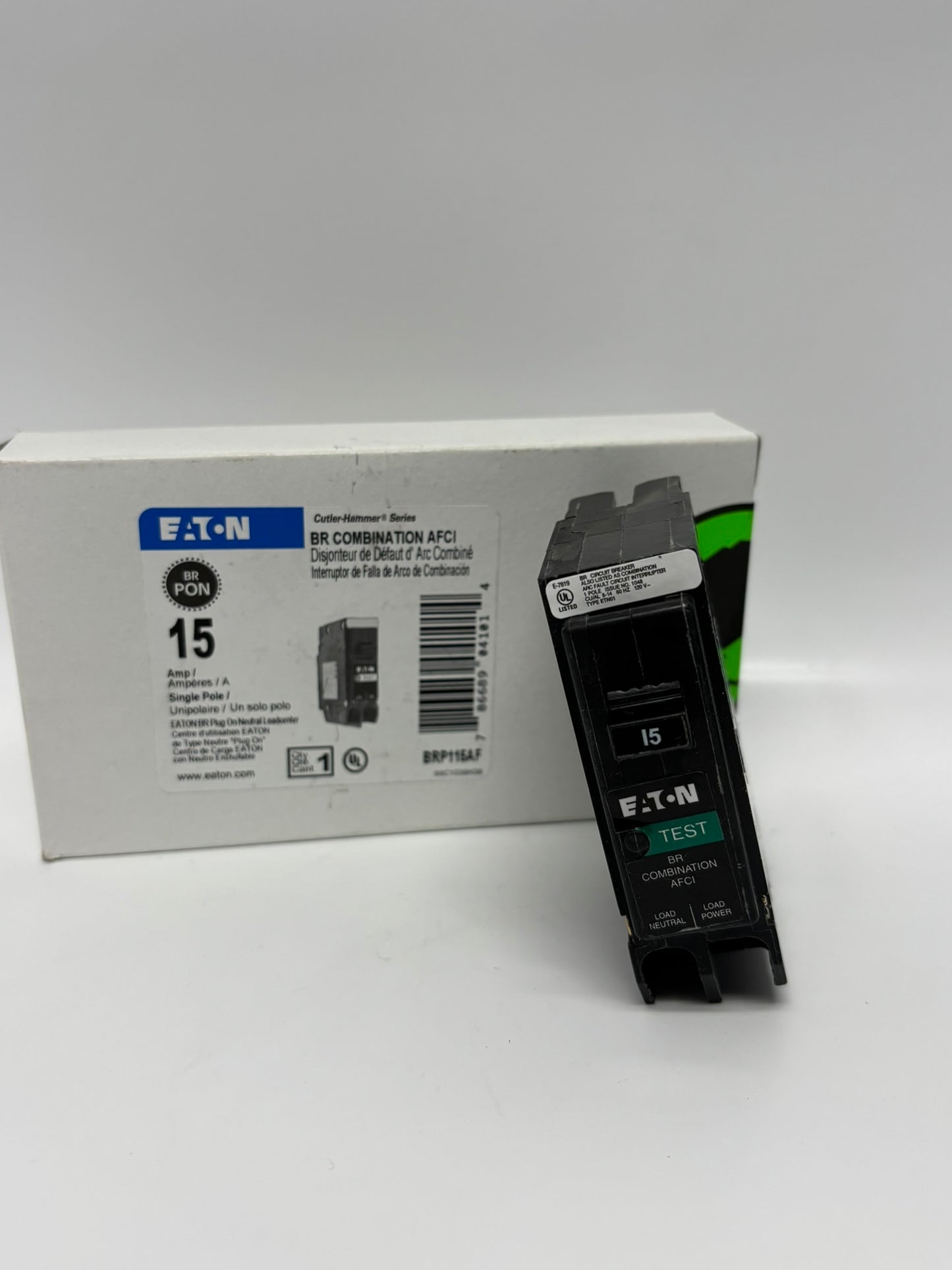 Eaton BRP115AF BR AFCI Circuit Breaker 15 Amp Single Pole