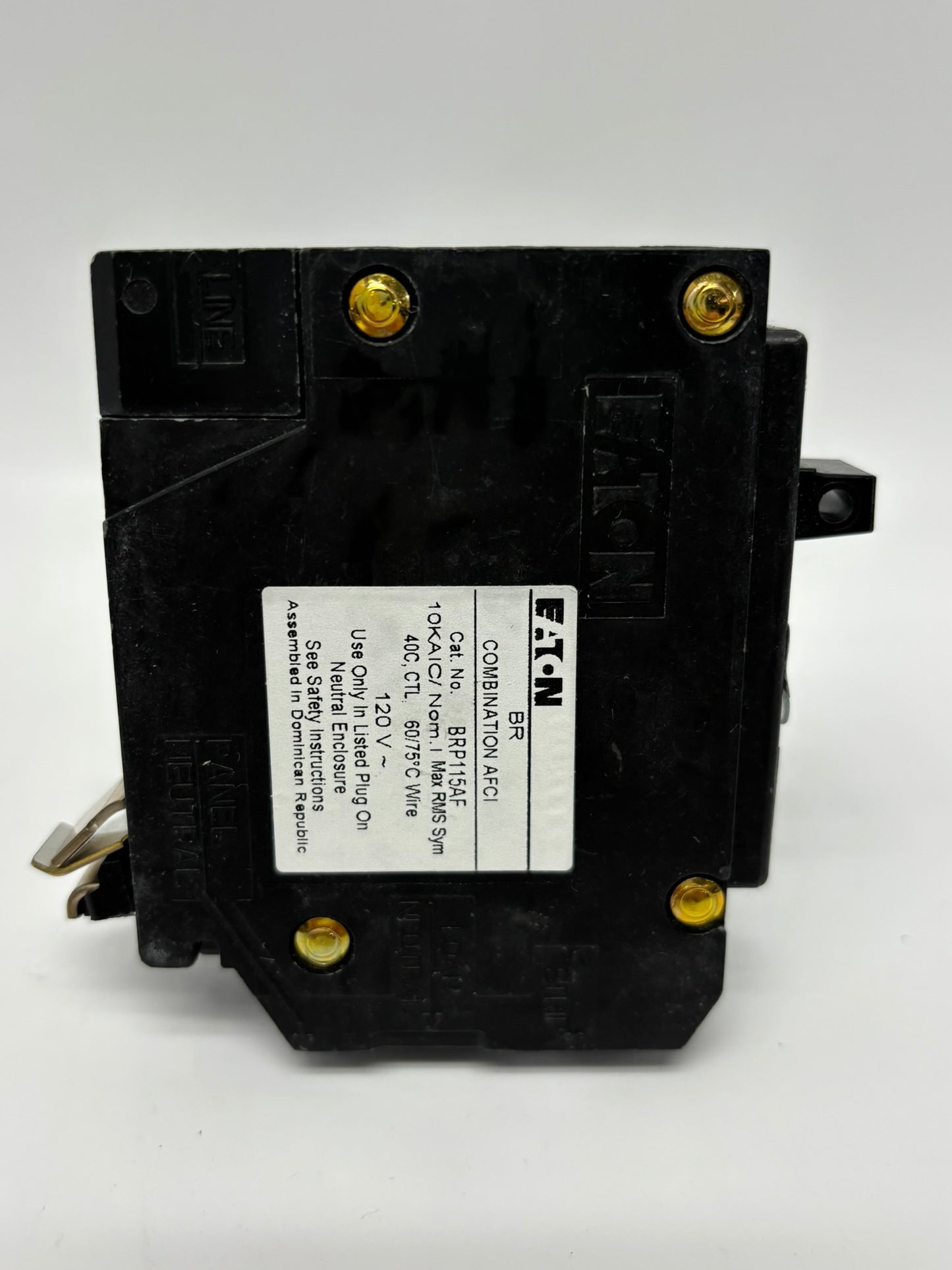 Eaton BRP115AF BR AFCI Circuit Breaker 15 Amp Single Pole