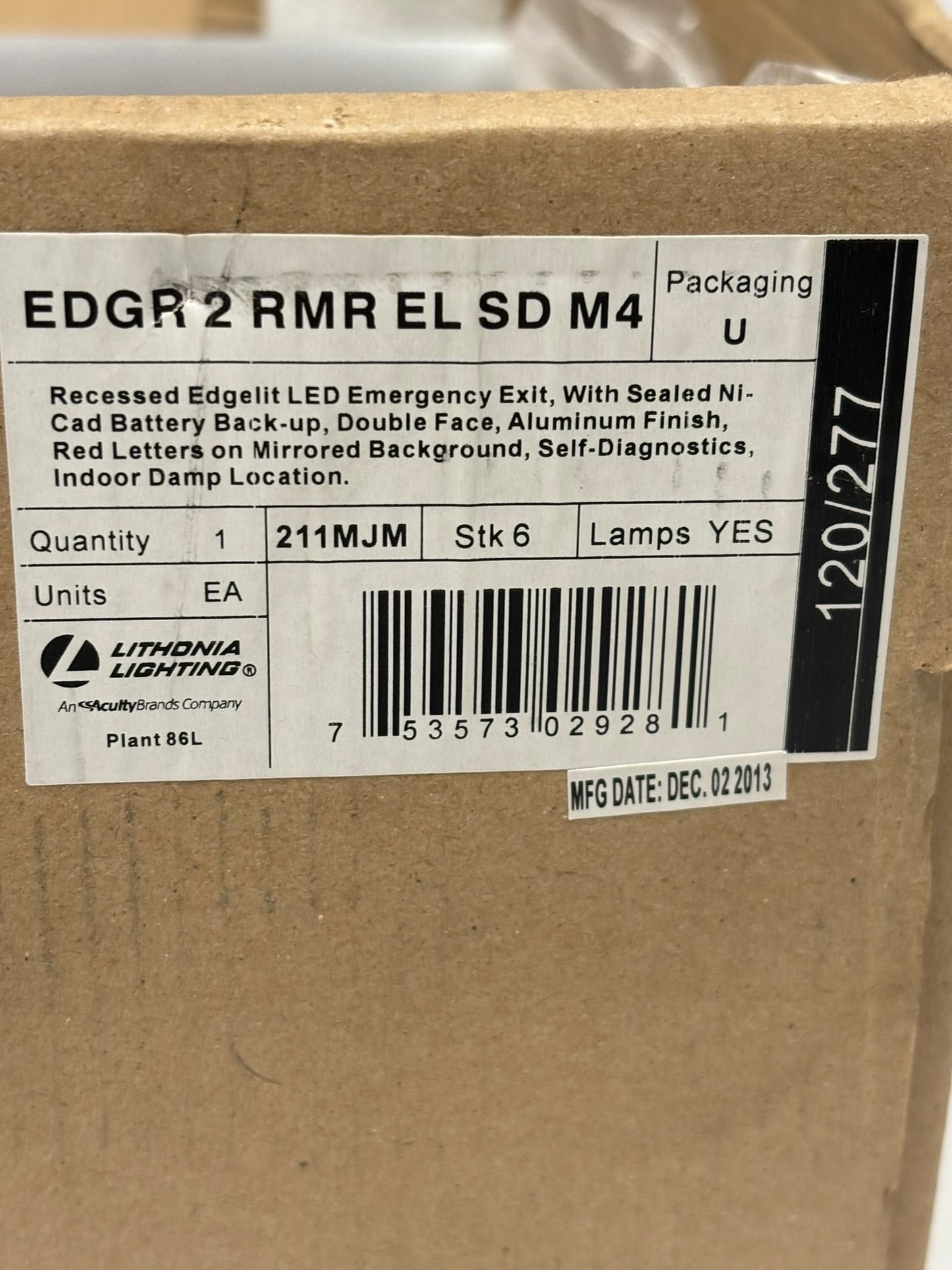 Lithonia Lighting EDGR 2 RMR EL M4 Recessed LED Edge-Lit Exit