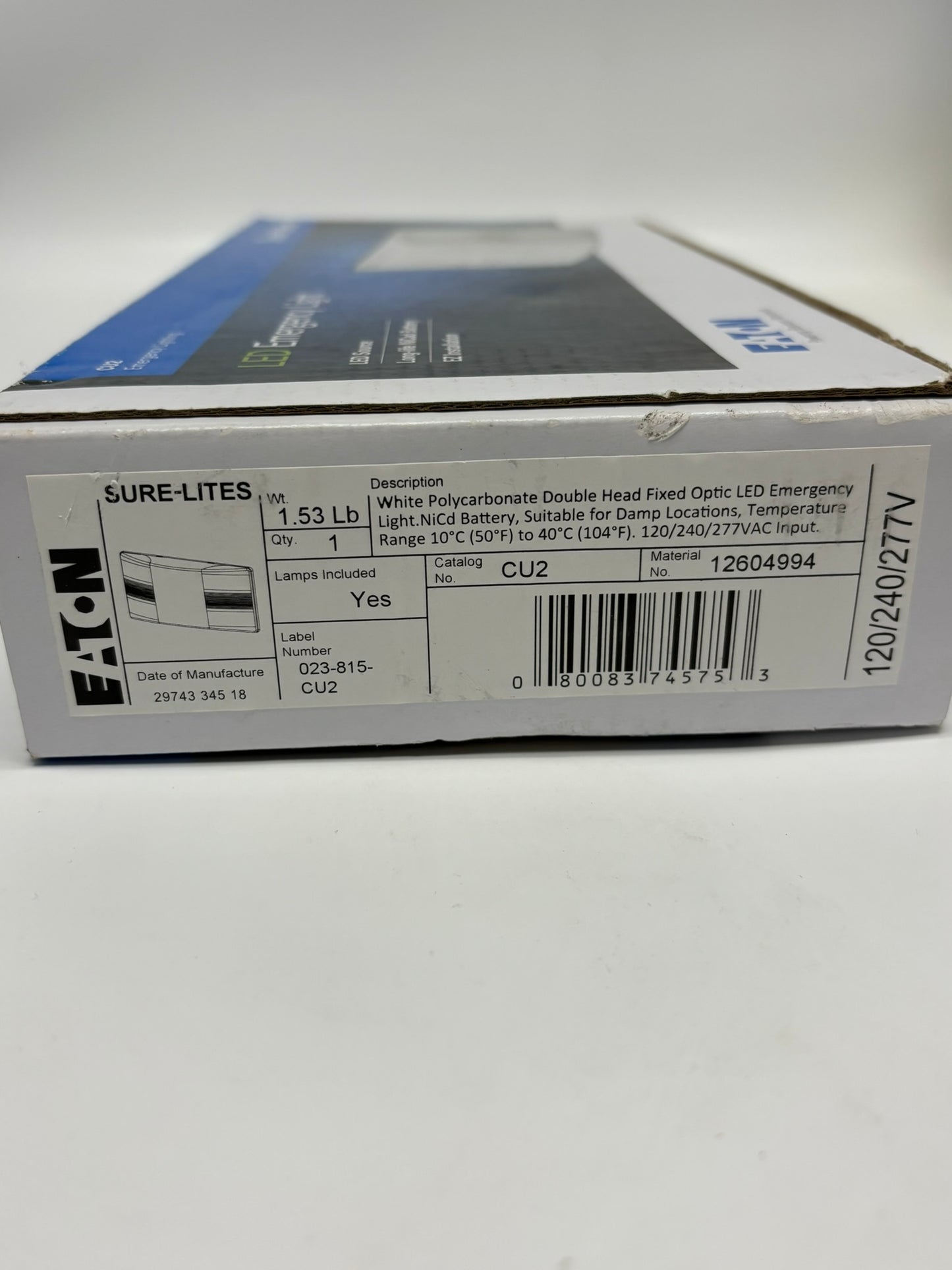 Eaton Sure-Lite White Polycarbon 120/240/277Vac LED Emergency Light