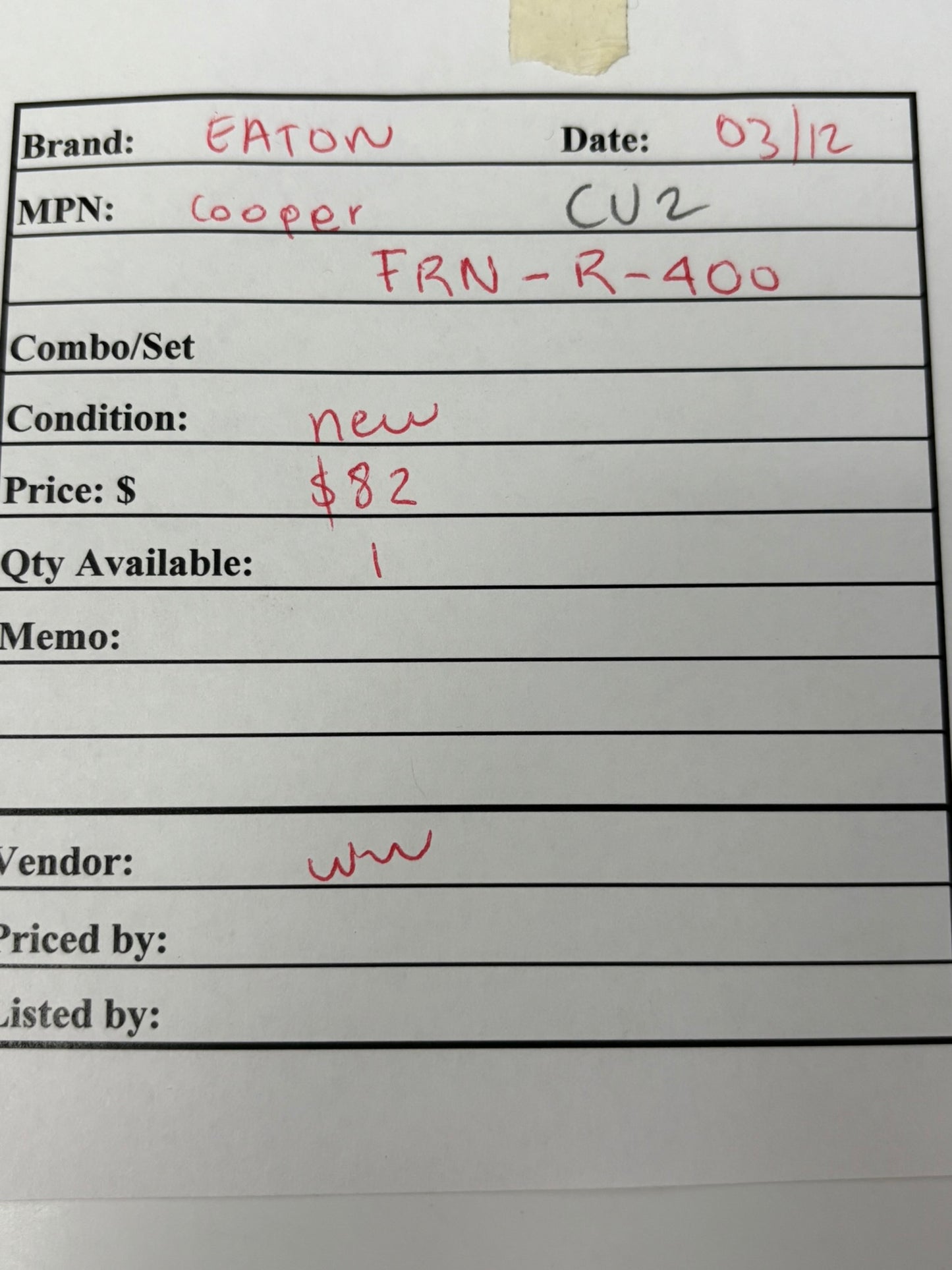 Eaton Cooper FRN-R-400 Class RK5 Fuse