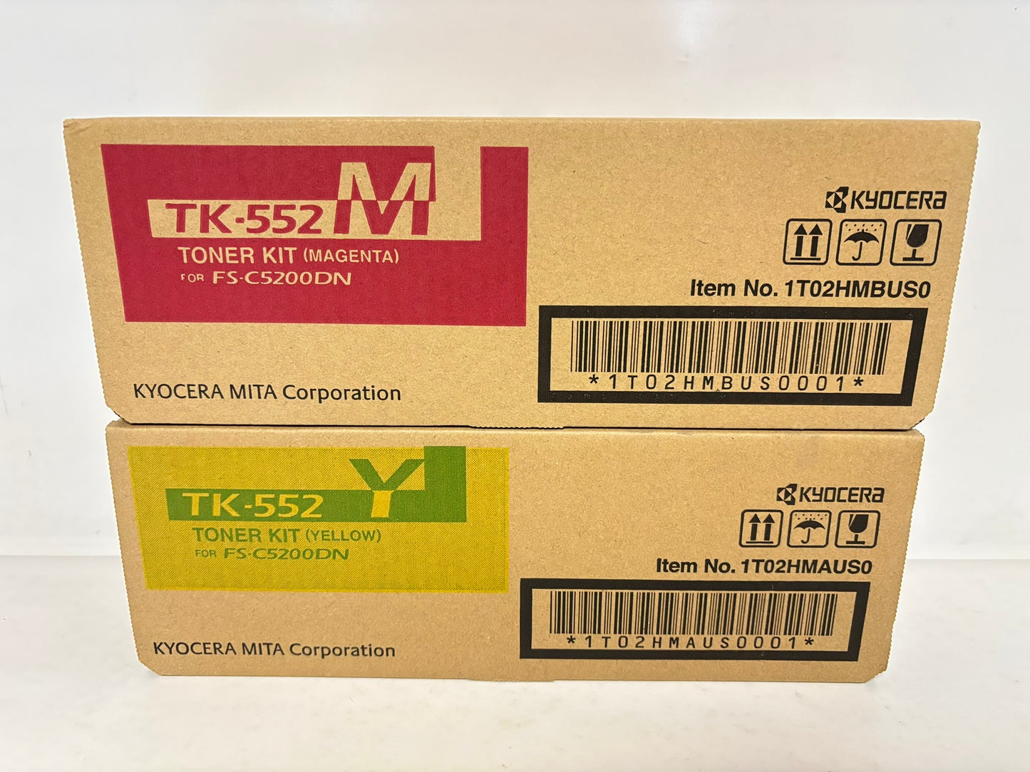 2 OEM Kyocera FS-C5200DN TK-552M, TK-552Y Toners 1T02HMBUS0001, 1T02HMAUS0001