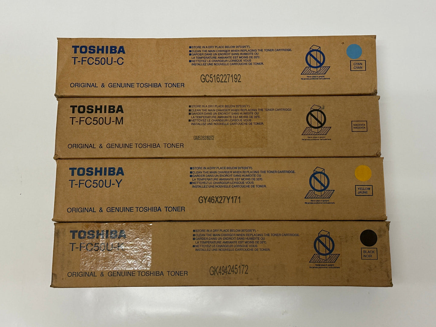 4 Genuine Toshiba eSTUDIO 2555C,3055C,C4555C,5055C T-FC50U CMYK Toner Cartridges