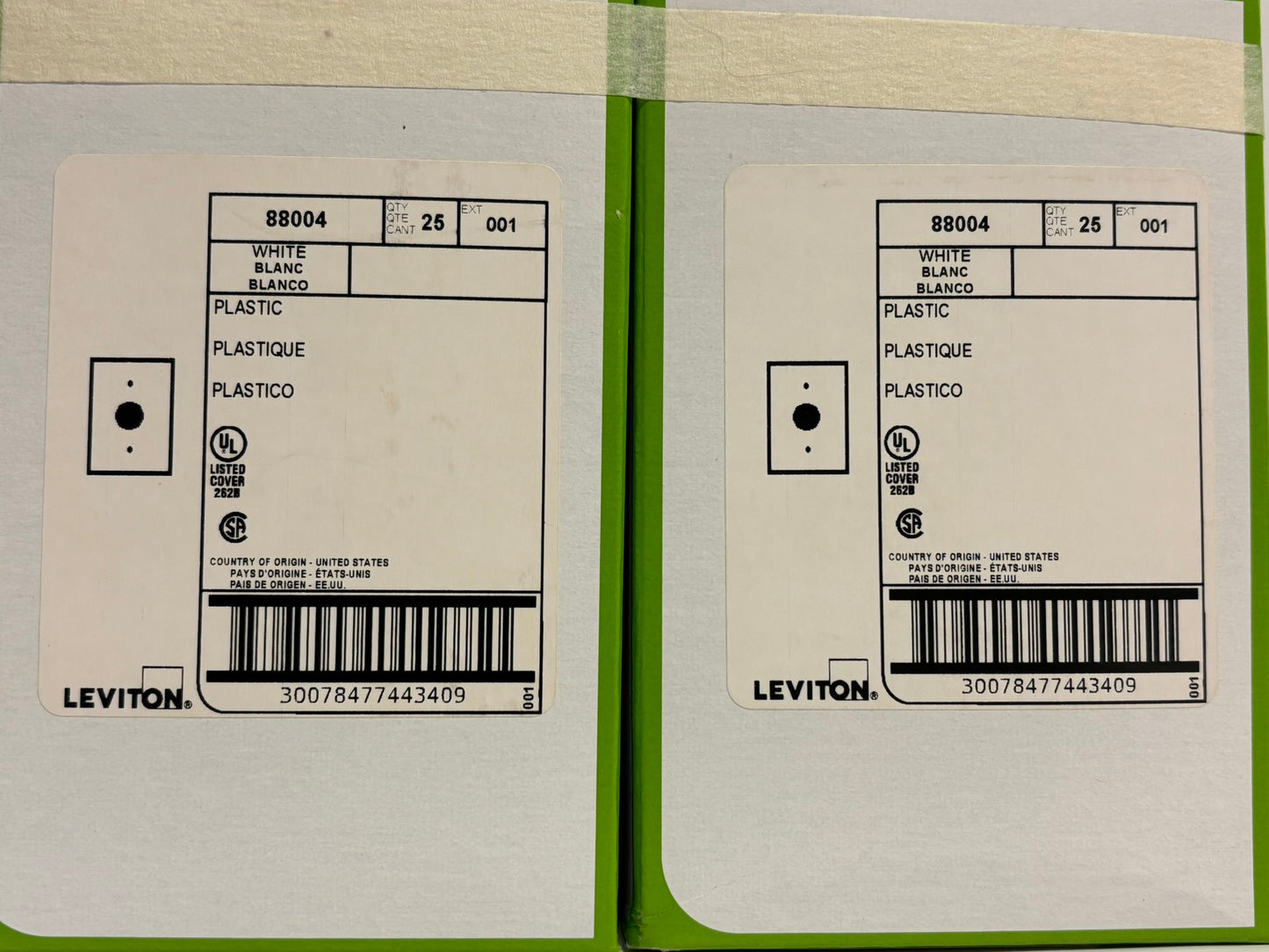 50 PK Leviton 88004 1-Gang Single Receptacle Wallplate – 1.406" Diameter, White