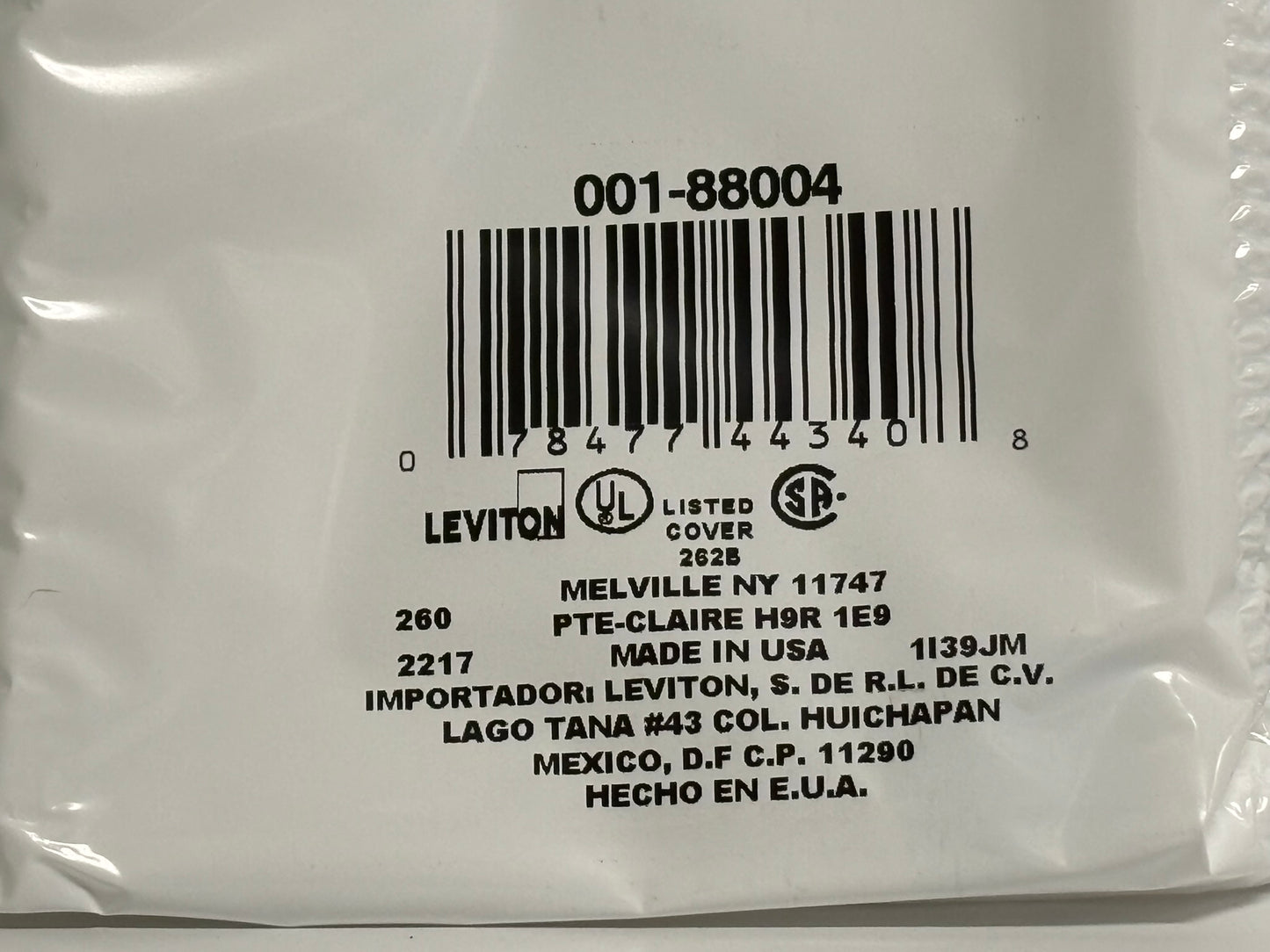 50 PK Leviton 88004 1-Gang Single Receptacle Wallplate – 1.406" Diameter, White