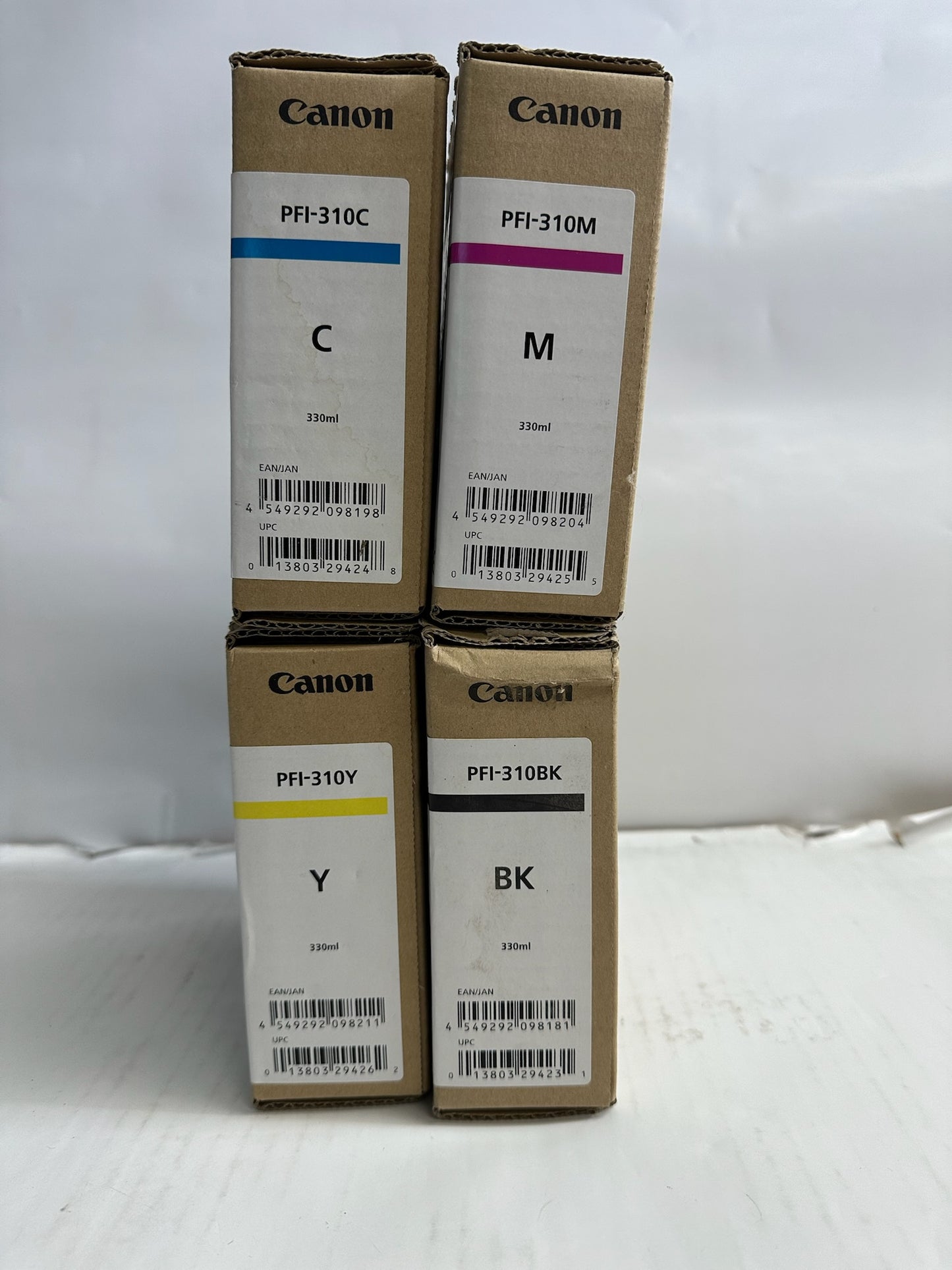 4 Genuine Canon imagePROGRAF TX-2000,TX-3000 CMYBK Inks PFI-310(Exp: 07/08,2025)