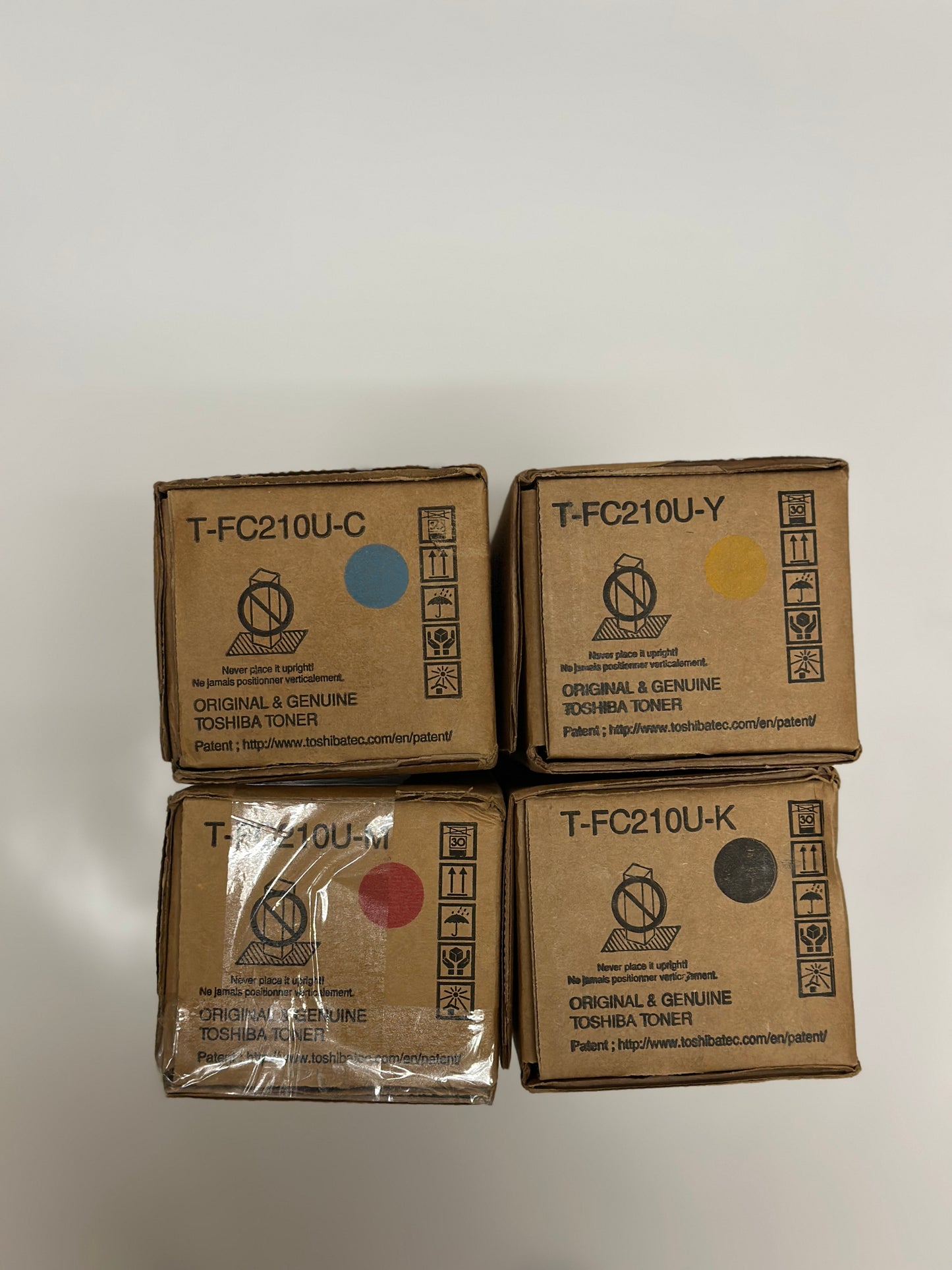 4 New Genuine Toshiba eSTUDIO 2010AC, 2510AC T-FC210U CMYK Toner Cartridges