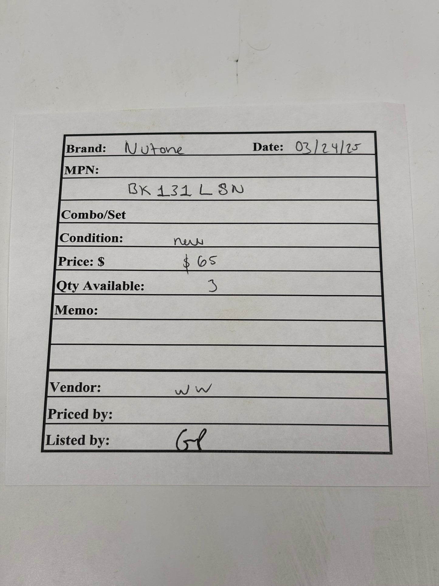 NuTone BK131LSN Builder Kit Doorbell with Satin Nickel Pushbutton