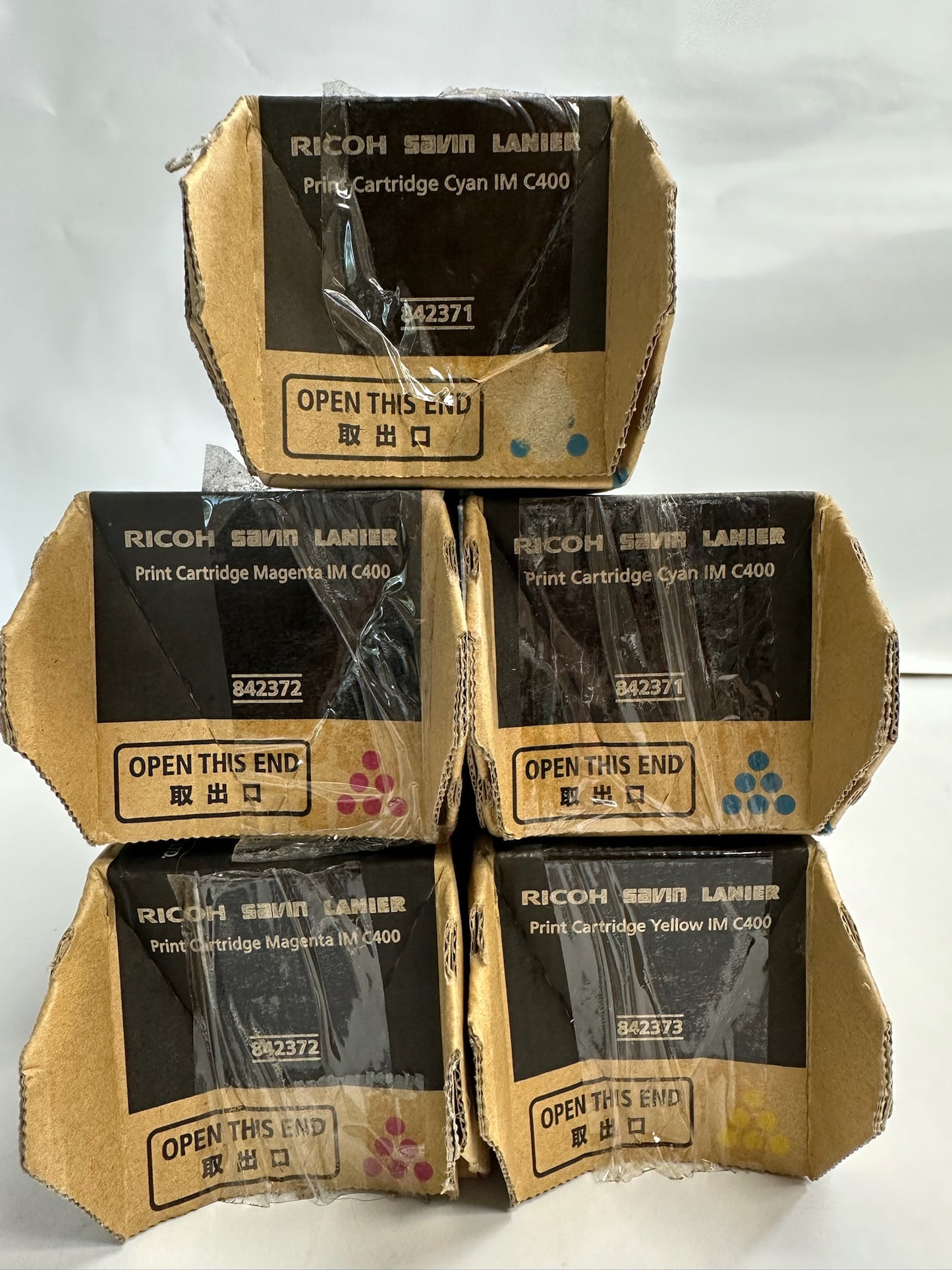 5 Genuine Ricoh IM C400 CCMMY Toners 842371, 842372, 842373 (No Black)