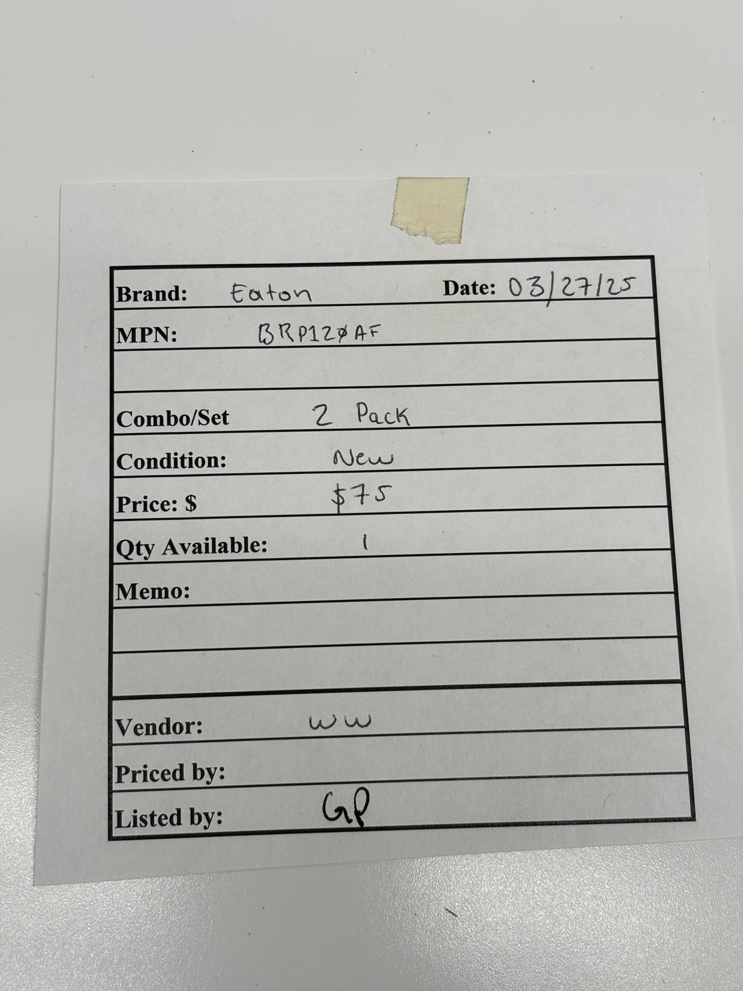 2 Pack Eaton BRP120AF BR Combination AFCI Circuit Breaker