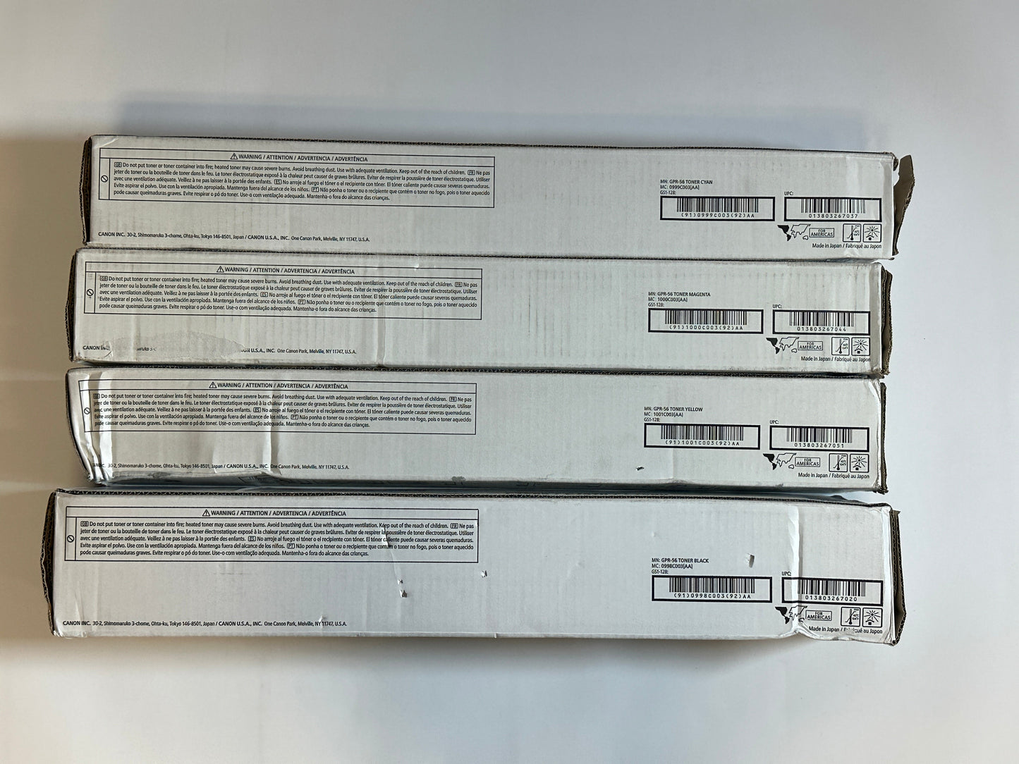 4 Genuine Canon IR C7565, C7570, C7580, C7765, C7770 GPR-56, GPR56 CMYK Toners