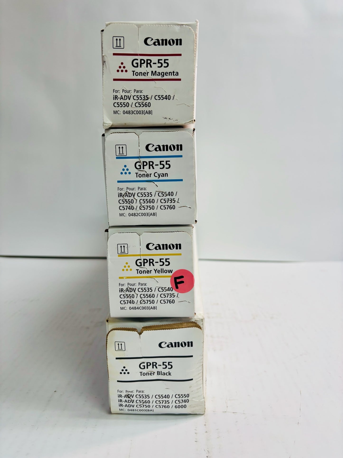 4 OEM Canon iRA C5535i,C5535i II Cyan Magenta, Yellow & Black Toner GPR-55 CMYK