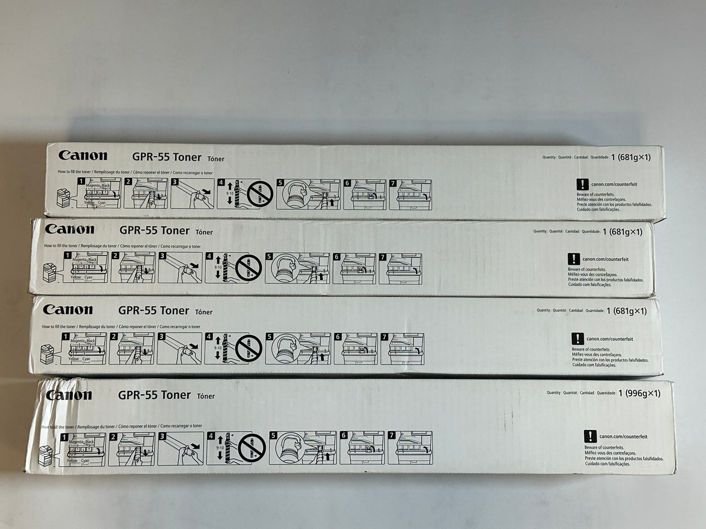 4 Genuine Canon Image Runner C5535,C5540,C5550,C5560 GPR55, GPR-55 CMYK Toners