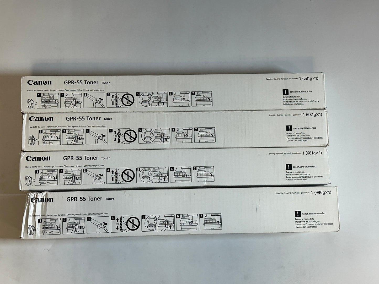 4 Genuine Canon Image Runner C5535,C5540,C5550,C5560 GPR55, GPR-55 CMYK Toners
