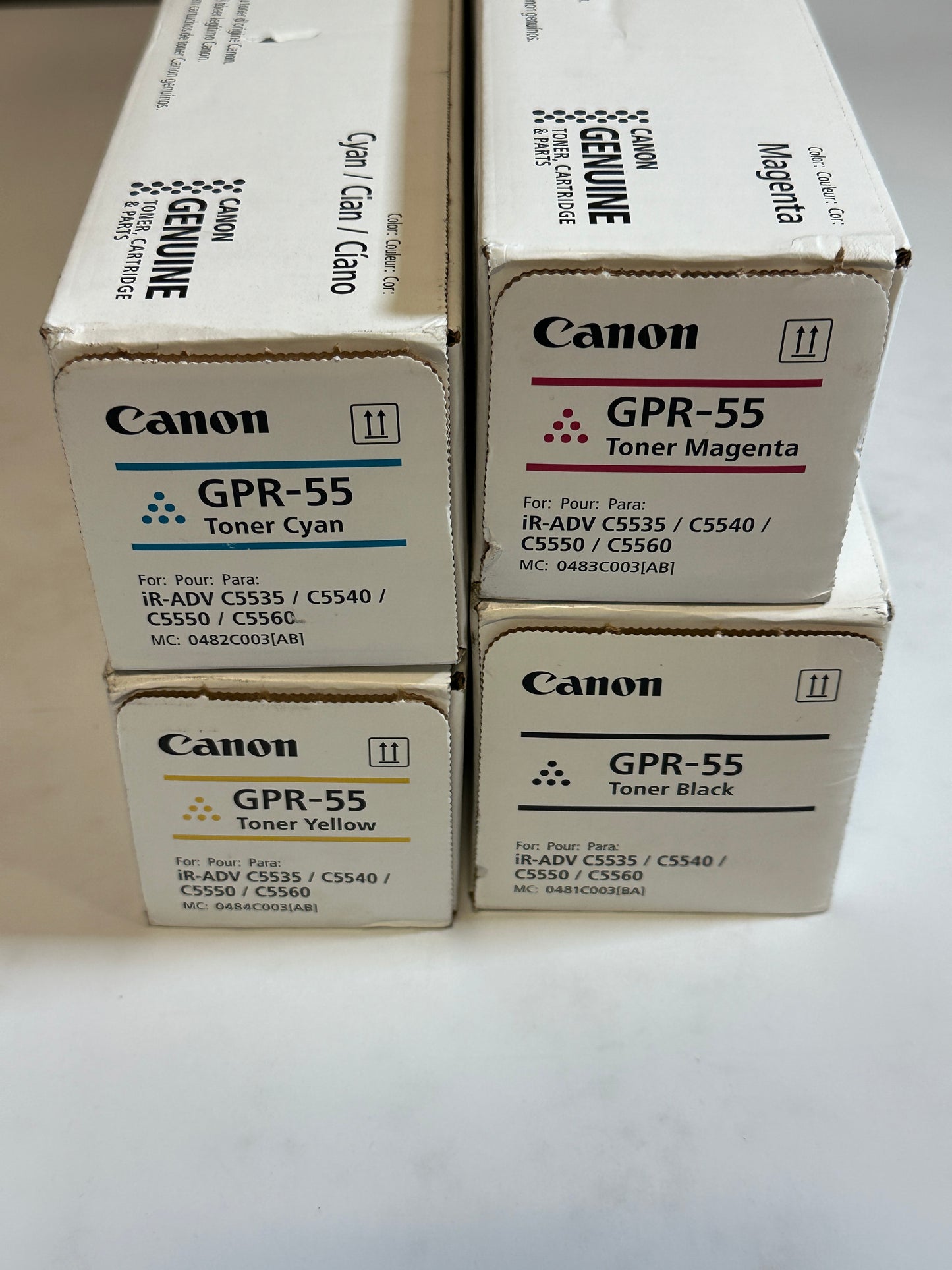 4 Genuine Canon Image Runner C5535,C5540,C5550,C5560 GPR55, GPR-55 CMYK Toners
