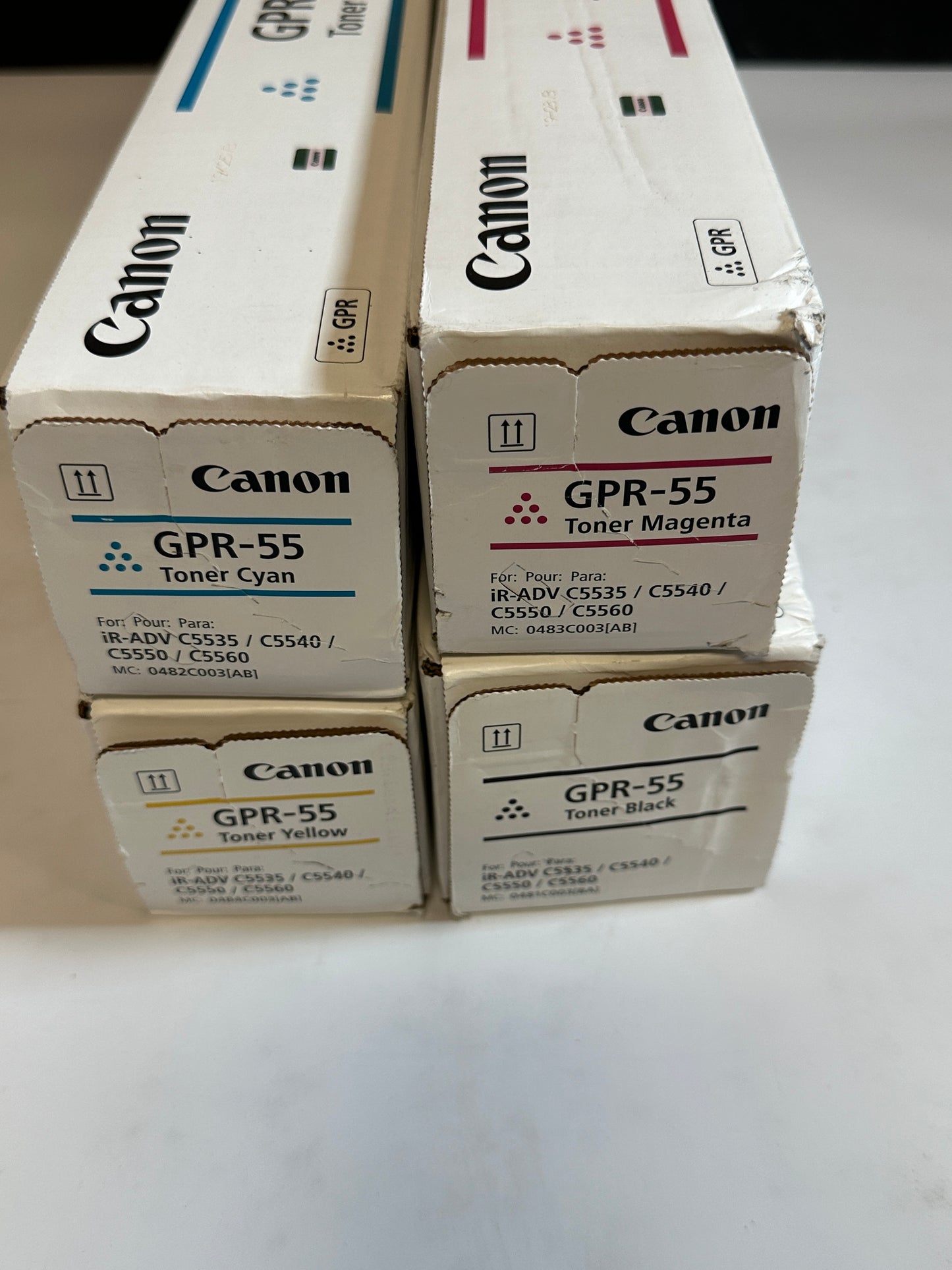 4 Genuine Canon Image Runner C5535,C5540,C5550,C5560 GPR55, GPR-55 CMYK Toners