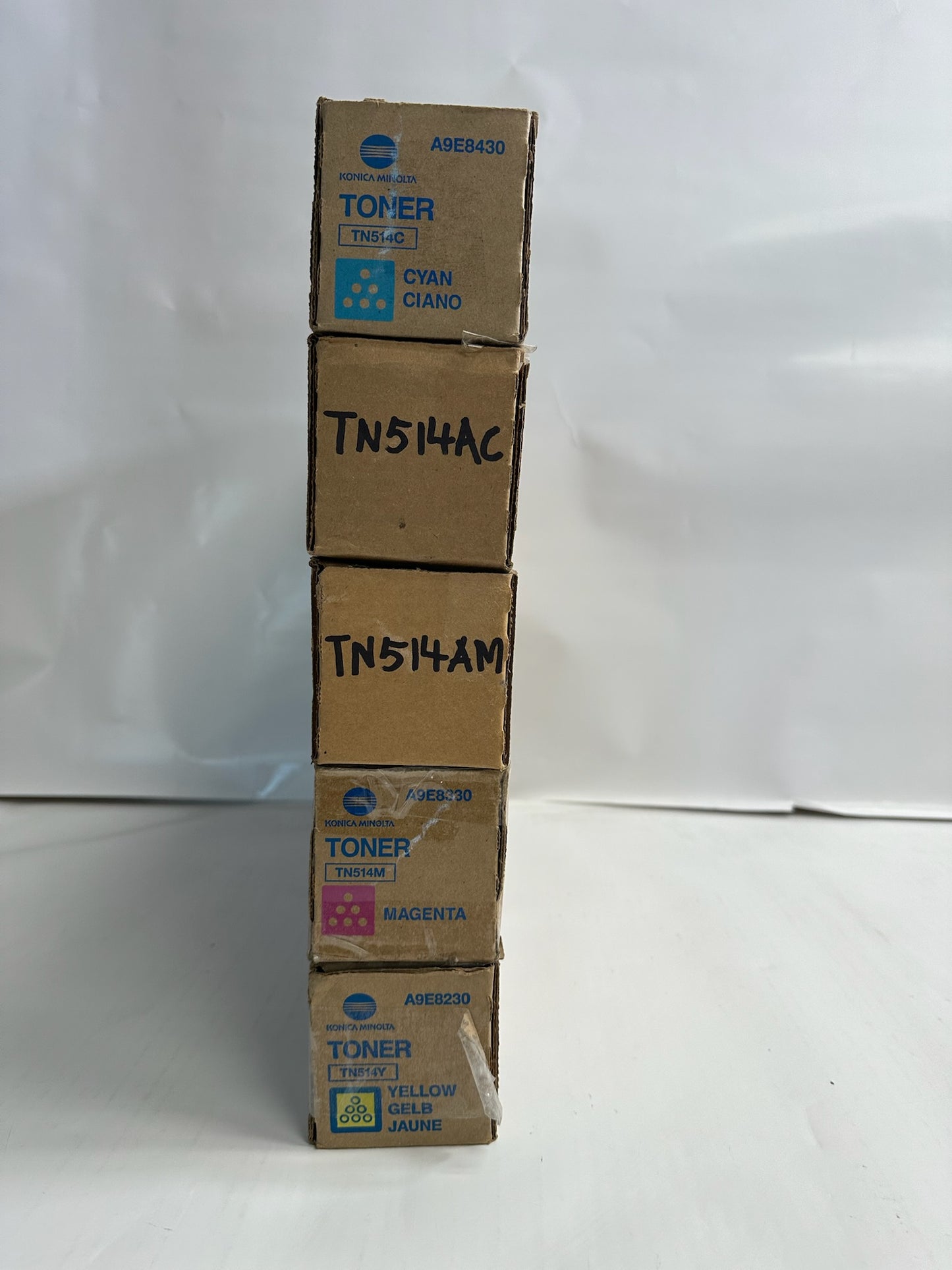 5 Genuine Konica C458,C558,C658 TN514 CCMMY Toners TN514AC,TN514AM (No Black)