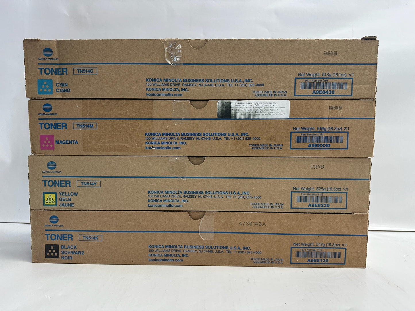 4 New Genuine Konica C458,C558,C658 CMYK Toners TN514, Same Day Shipping