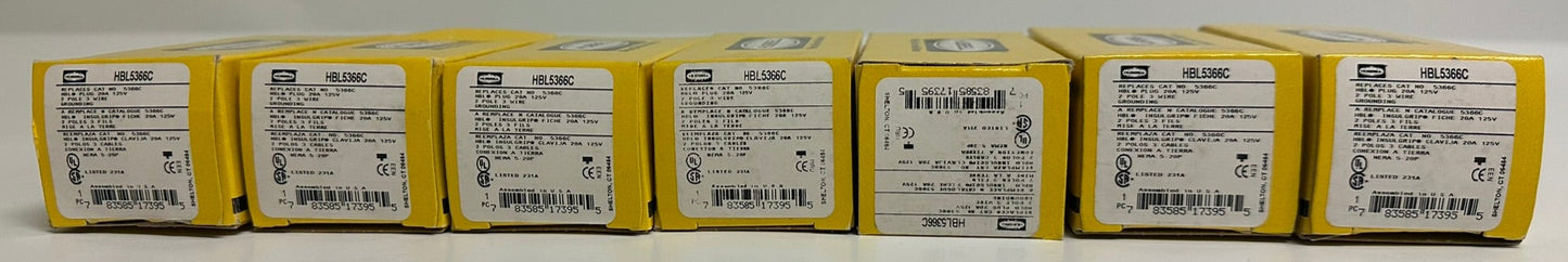 7 PK New Hubbell HBL5366C 20A 125V NEMA 5-20P Heavy-Duty Straight Blade Plug