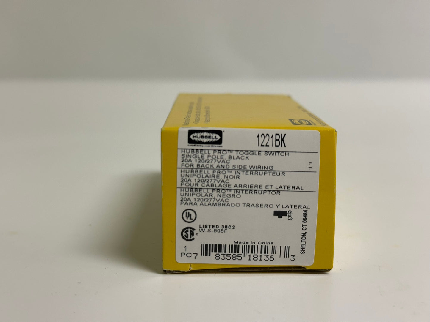 10 PK Hubbell 1221BK 20A 120/277V Single-Pole Toggle Switch, Black, New