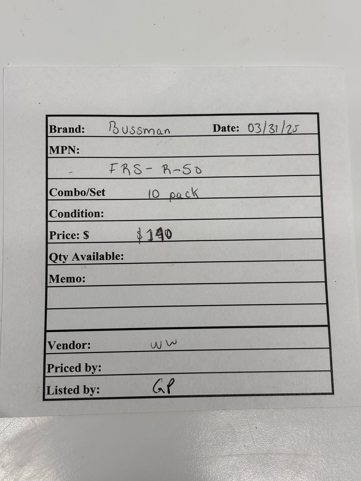 10-Pack Eaton FRS-R-50 Bussmann Series Class RK5 Fuse