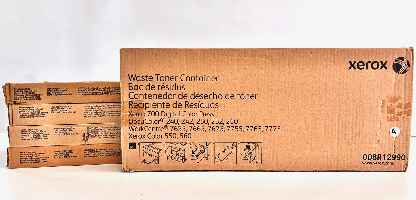 5 Genuine Xerox Color 550, 560 DC240,242,250 Waste Toner Containers 008R12990
