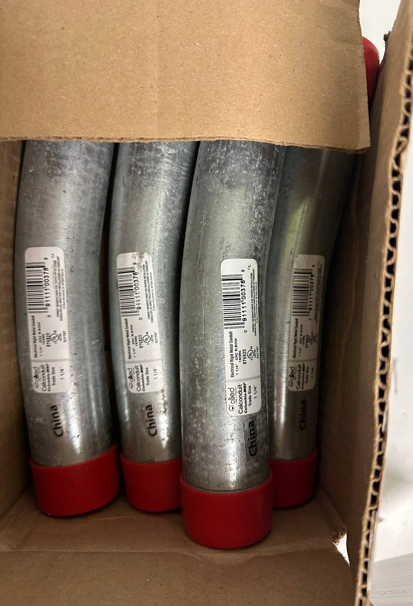 4 PK New Allied 876820 New 1-1/4" Rigid 15° Elbow, Galvanized Steel, UL Listed
