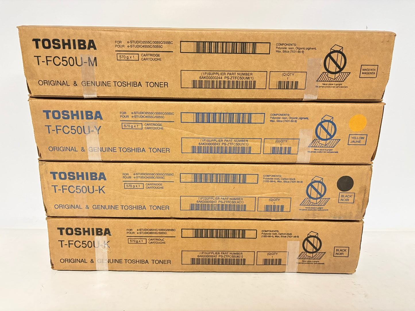 4 Genuine Toshiba eSTUDIO 2555C,3055C,C4555C,5055C T-FC50U MYKK Toners