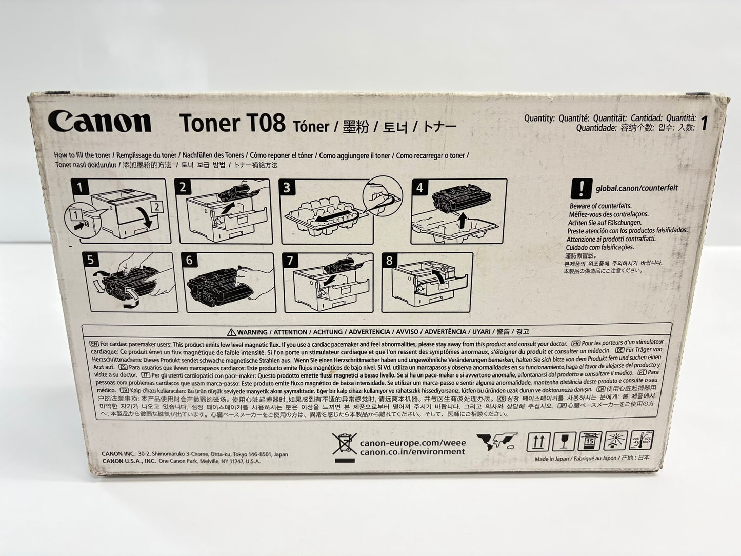 OEM Canon imageClass X LBP1238/1238 II MF1238/1238 II T08 Toner 3010C005AA
