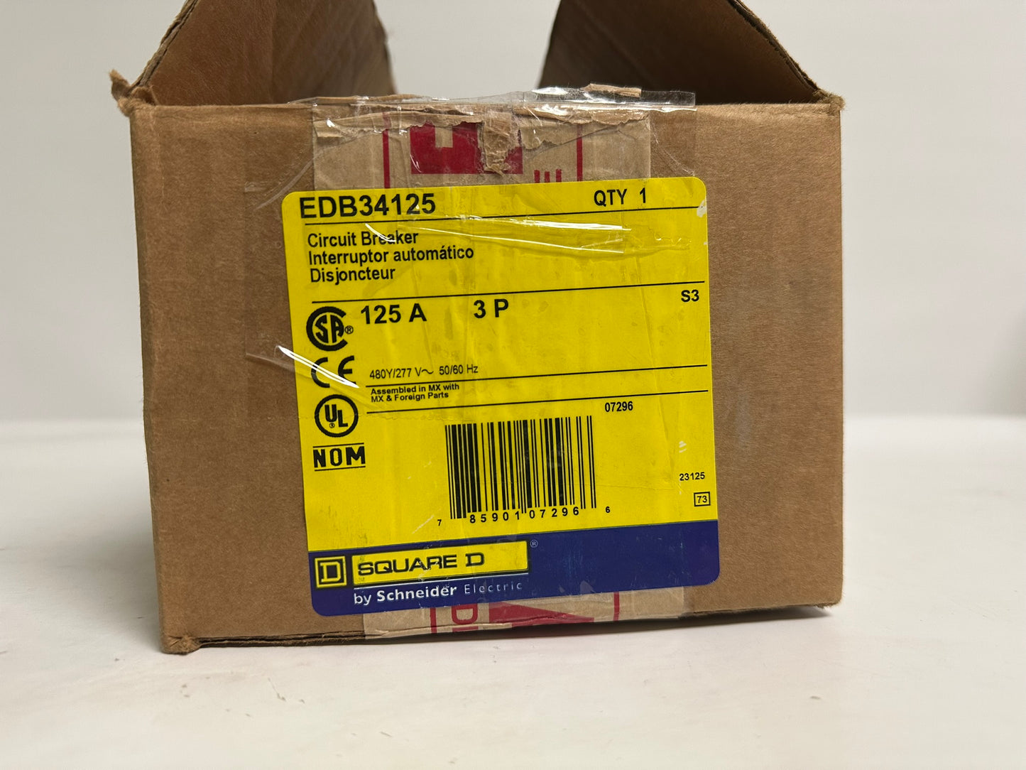 Square D EDB34125 125A 3-Pole 480Y/277V Bolt-On Circuit Breaker