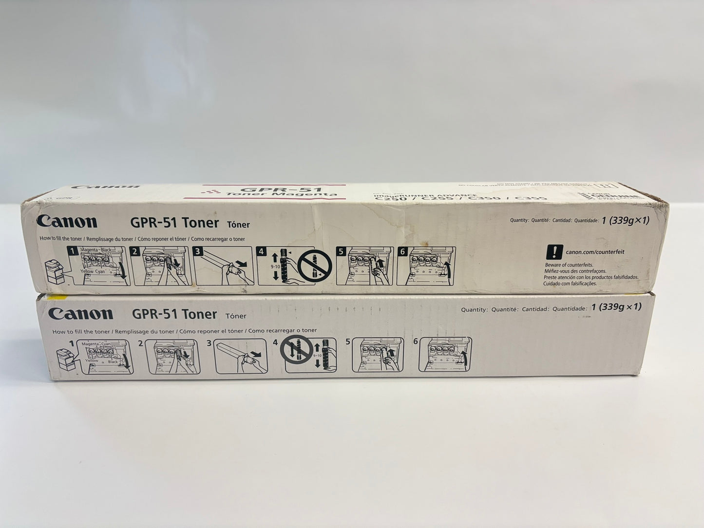 2 OEM Canon iR ADV C250iF,C350iF,C355iF GPR 51 MY Toner Cart (Water Damaged Box)