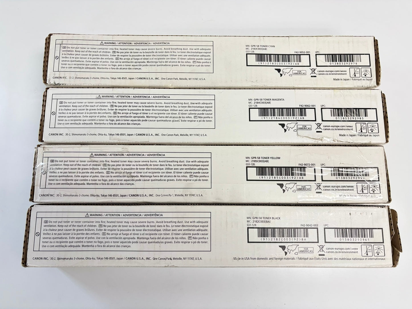 4 OEM Canon iR ADV C256iF II,C356iF III,C359iF GPR-58 CMYK Toner Same Day Ship!