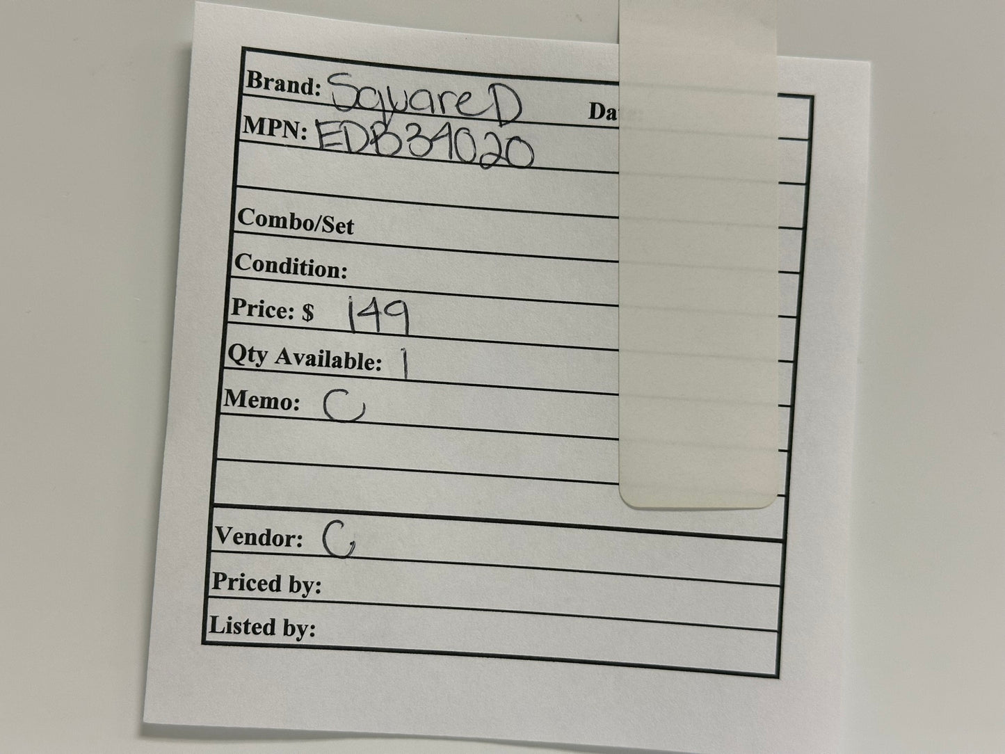 Schneider Square D EDB34020 20A 3-Pole Circuit Breaker, 480Y/277VAC